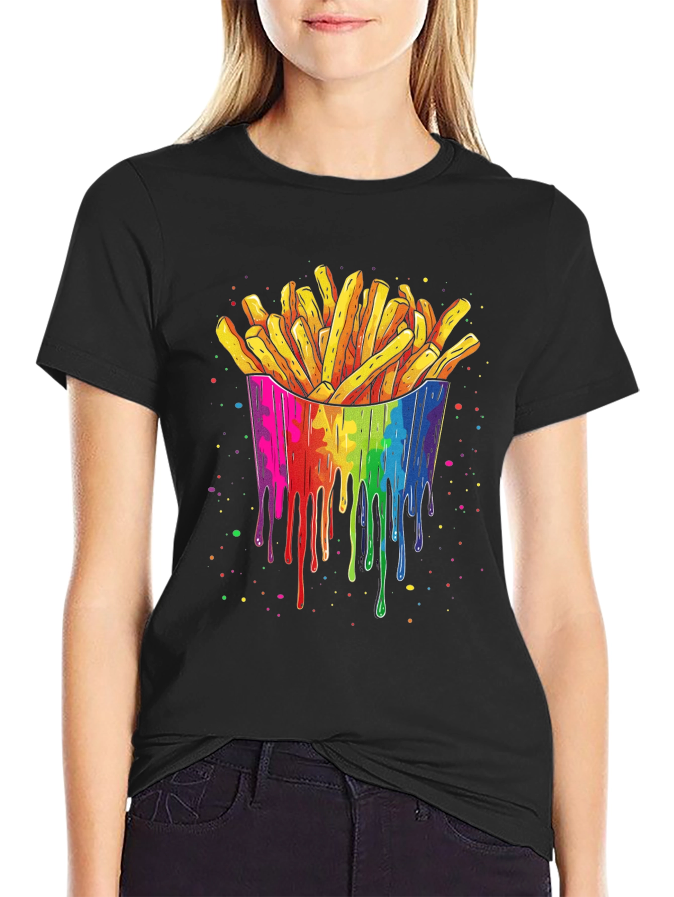 Rainbow Fries Graphic Tee - Unisex Black T-Shirt