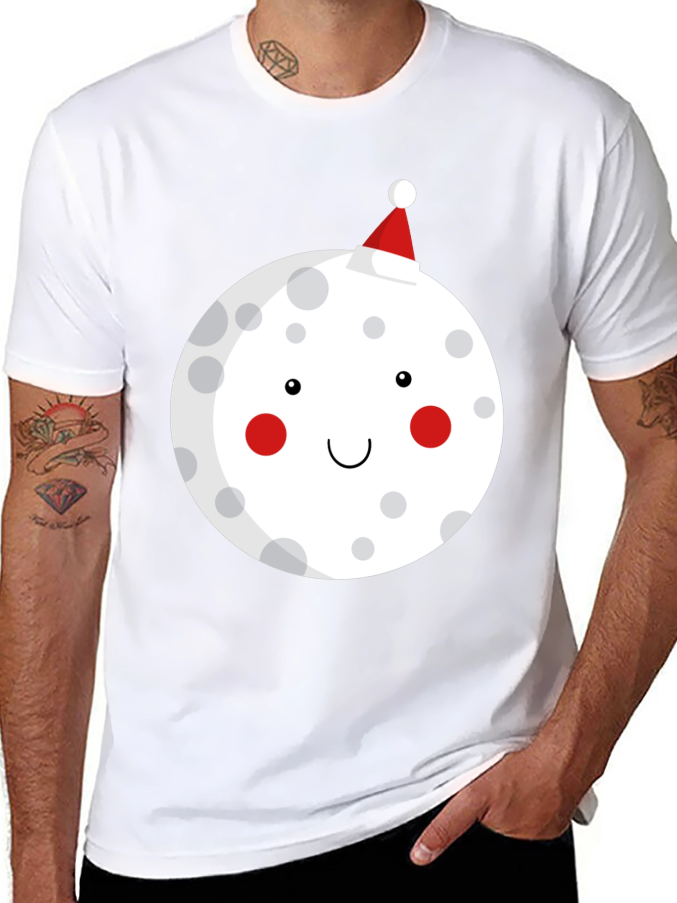 Festive Moon Graphic T-Shirt - Holiday Cheer!