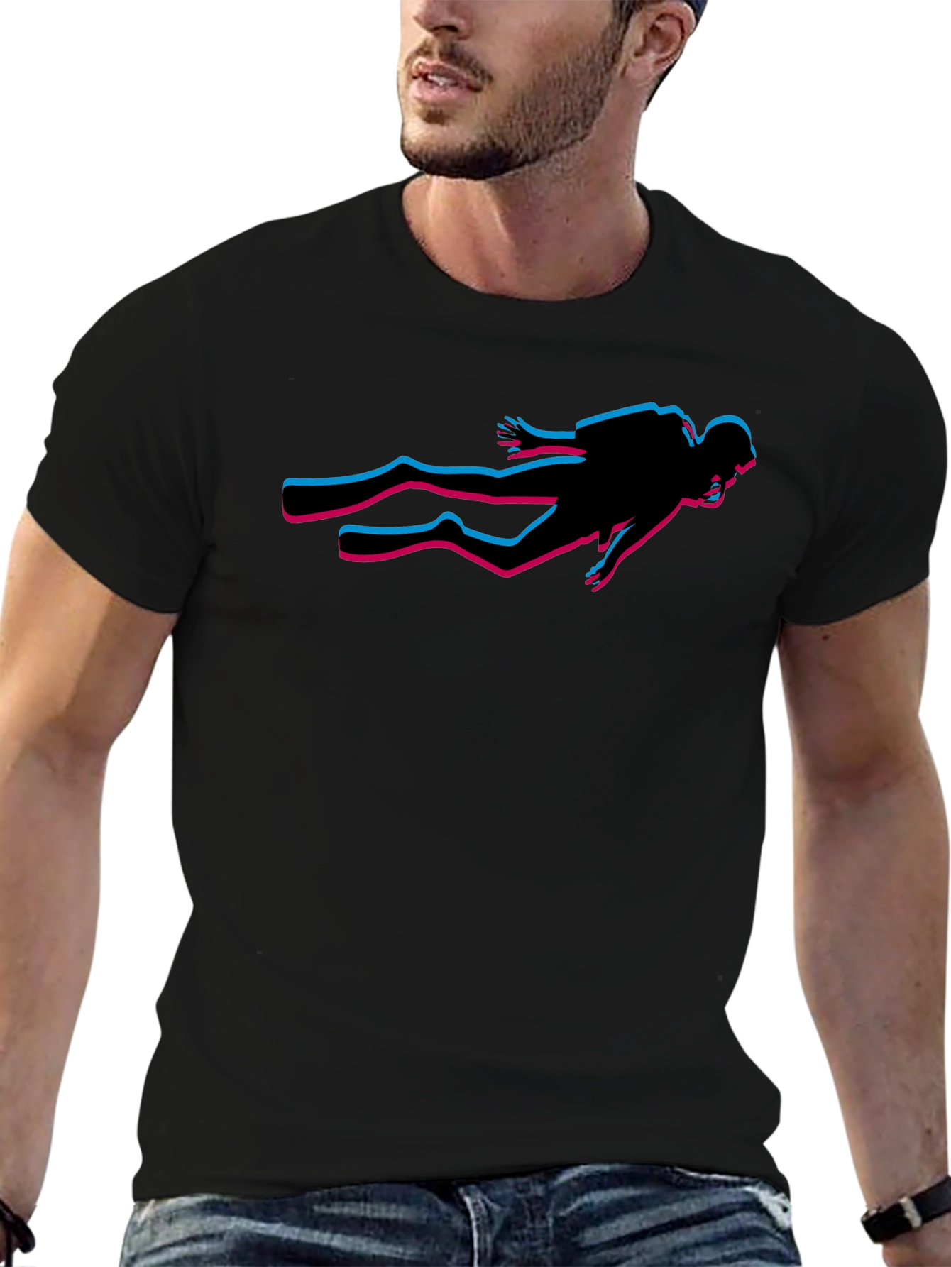 Diver Glitch T-Shirt - Stylish Graphic Tee