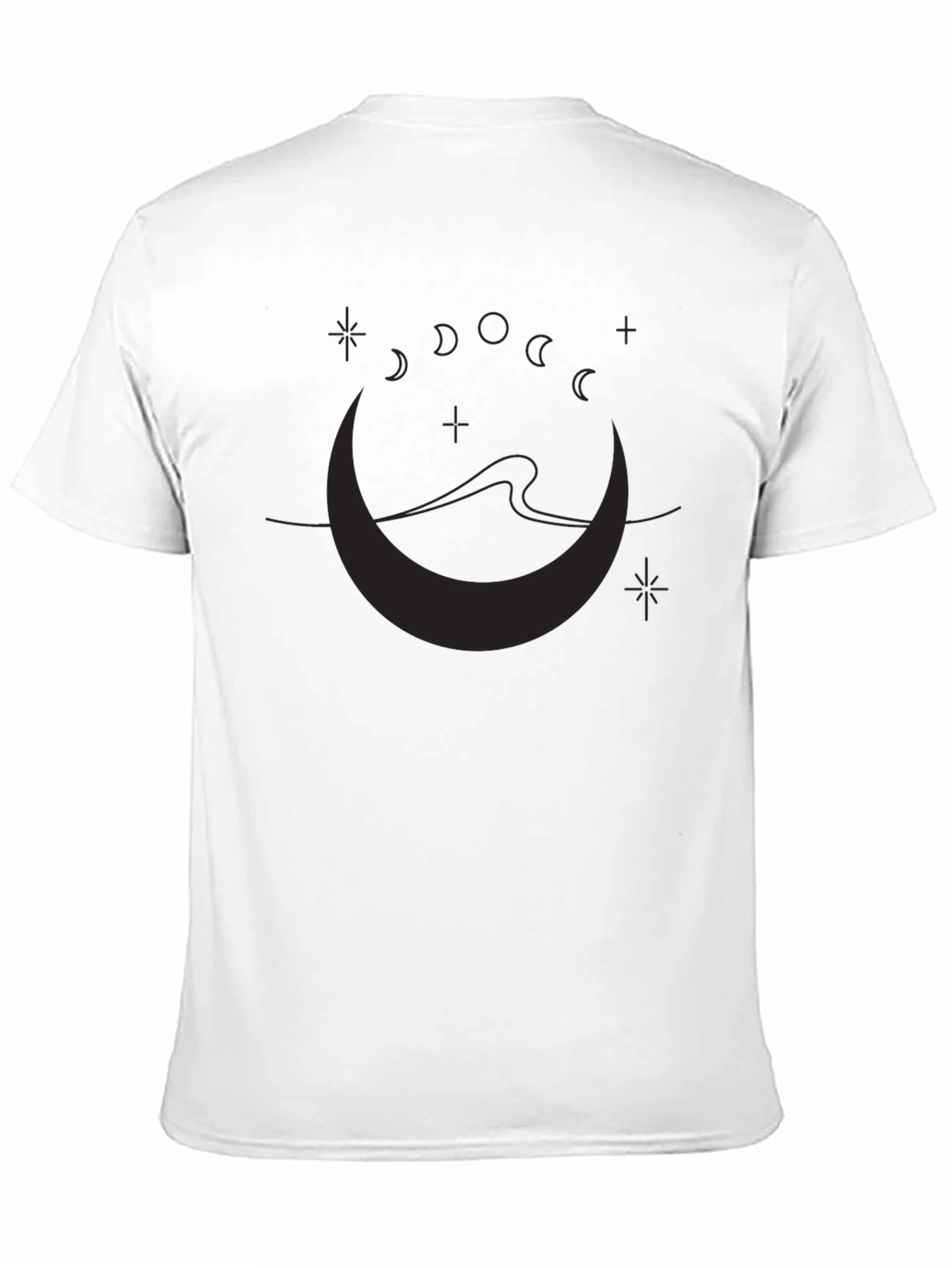 Moon Phases Graphic Print Black T-Shirt