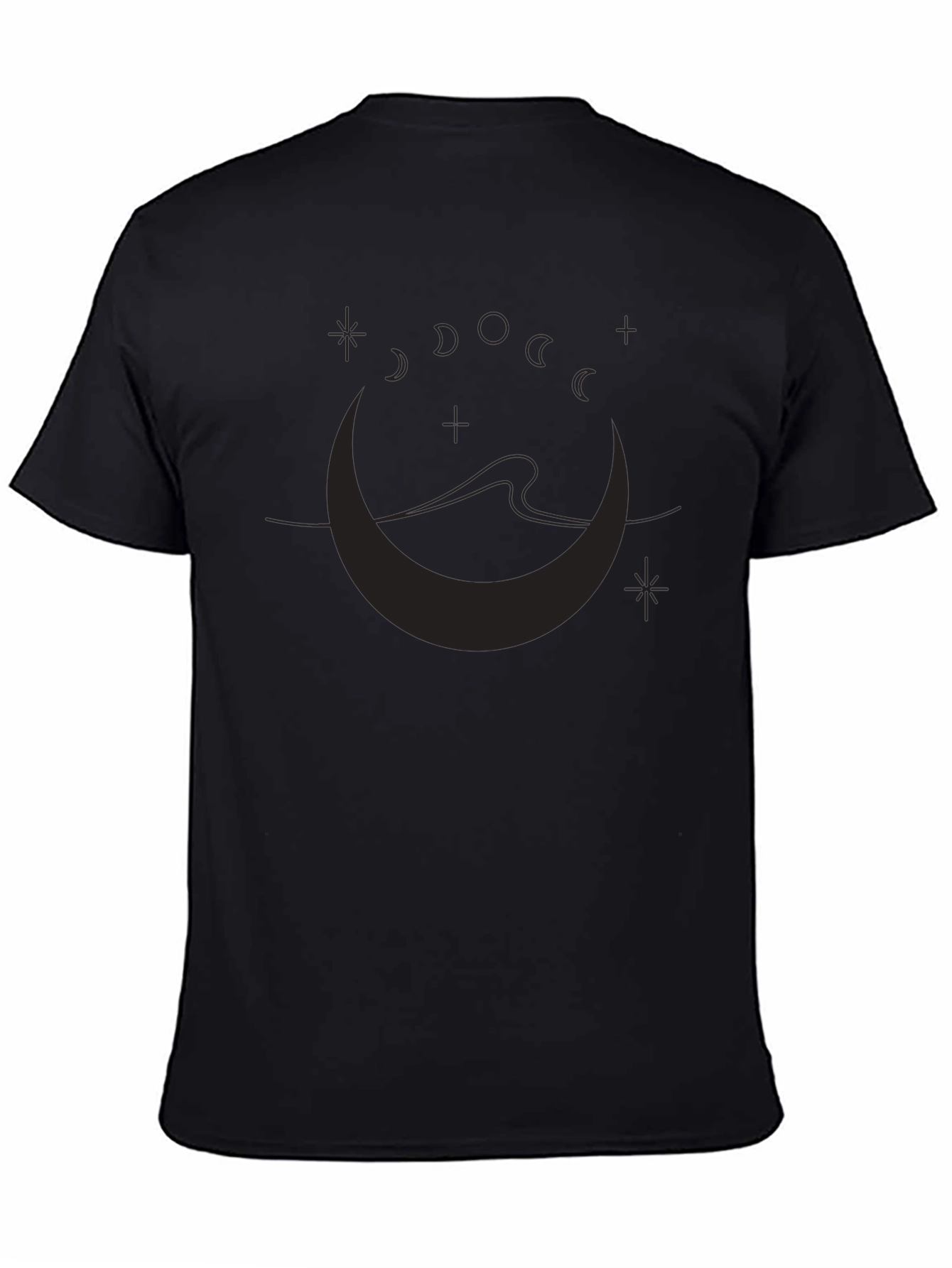 Moon Phases Graphic Print Black T-Shirt