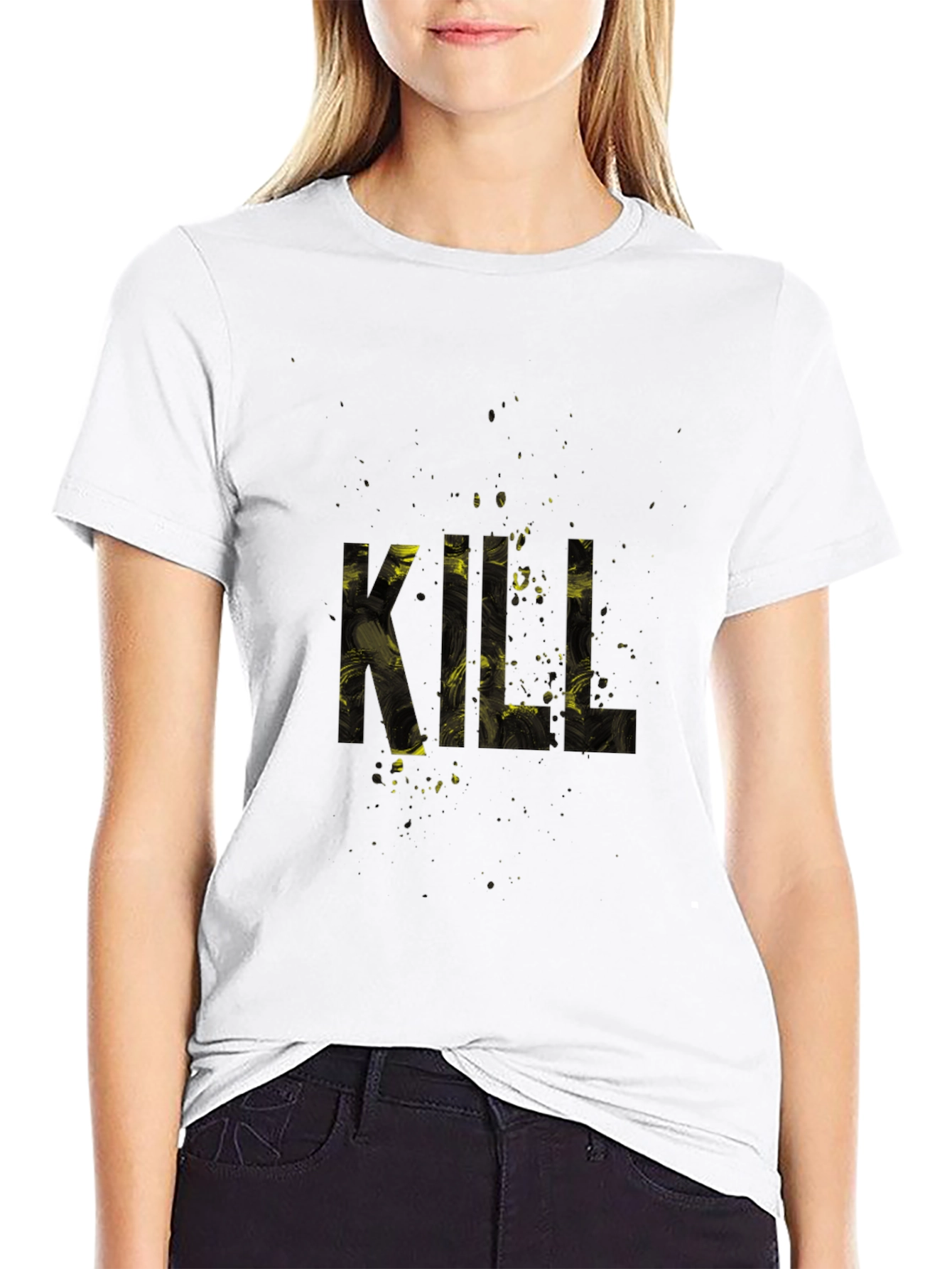 Edgy Kill Graphic Tee - Black Cotton T-Shirt