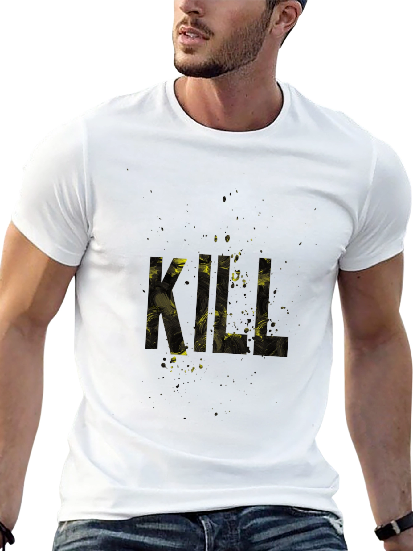 Edgy Kill Graphic Tee - Black Cotton T-Shirt