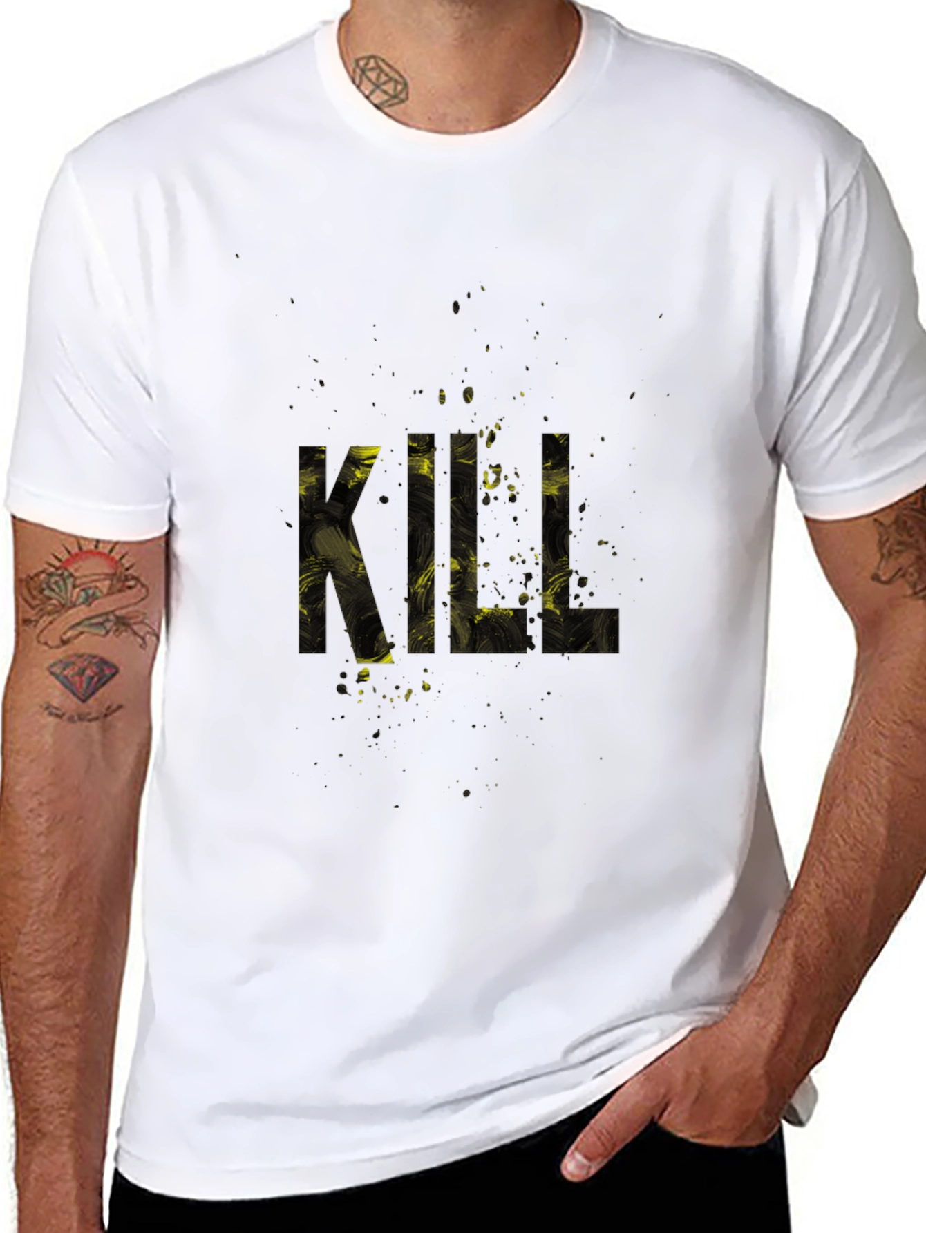 Edgy Kill Graphic Tee - Black Cotton T-Shirt