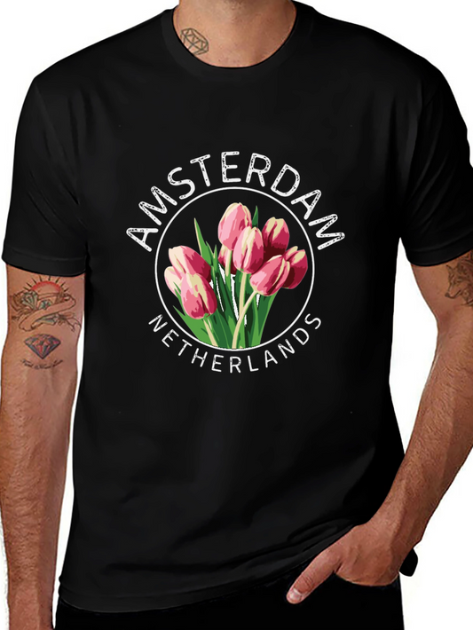 Amsterdam Netherlands Tulip Graphic T-Shirt