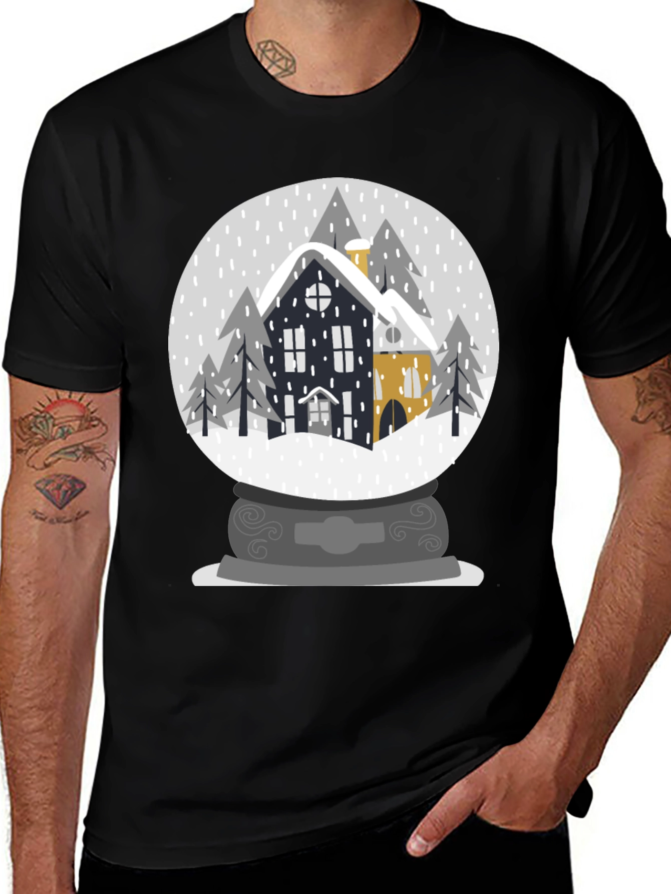 Winter Snow Globe House Graphic Tee