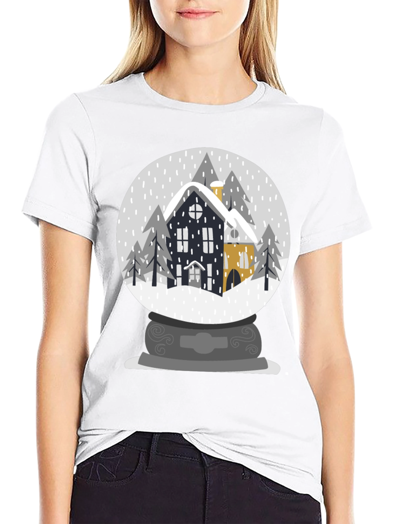Winter Snow Globe House Graphic Tee