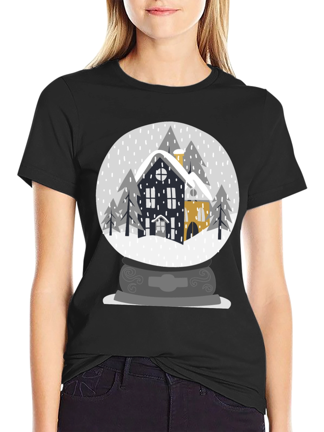 Winter Snow Globe House Graphic Tee