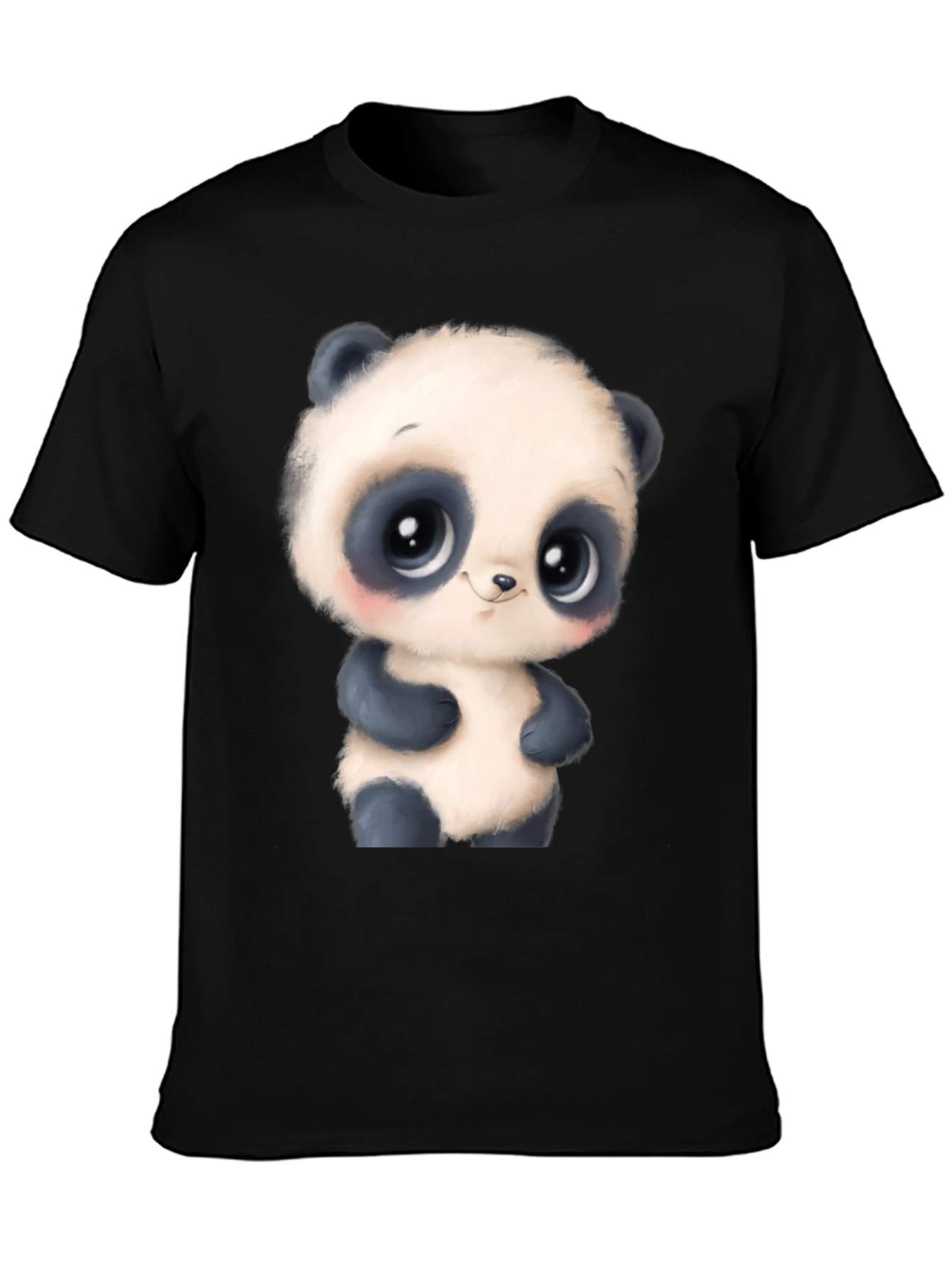 Cute Panda Bear Graphic Tee - Black T-Shirt