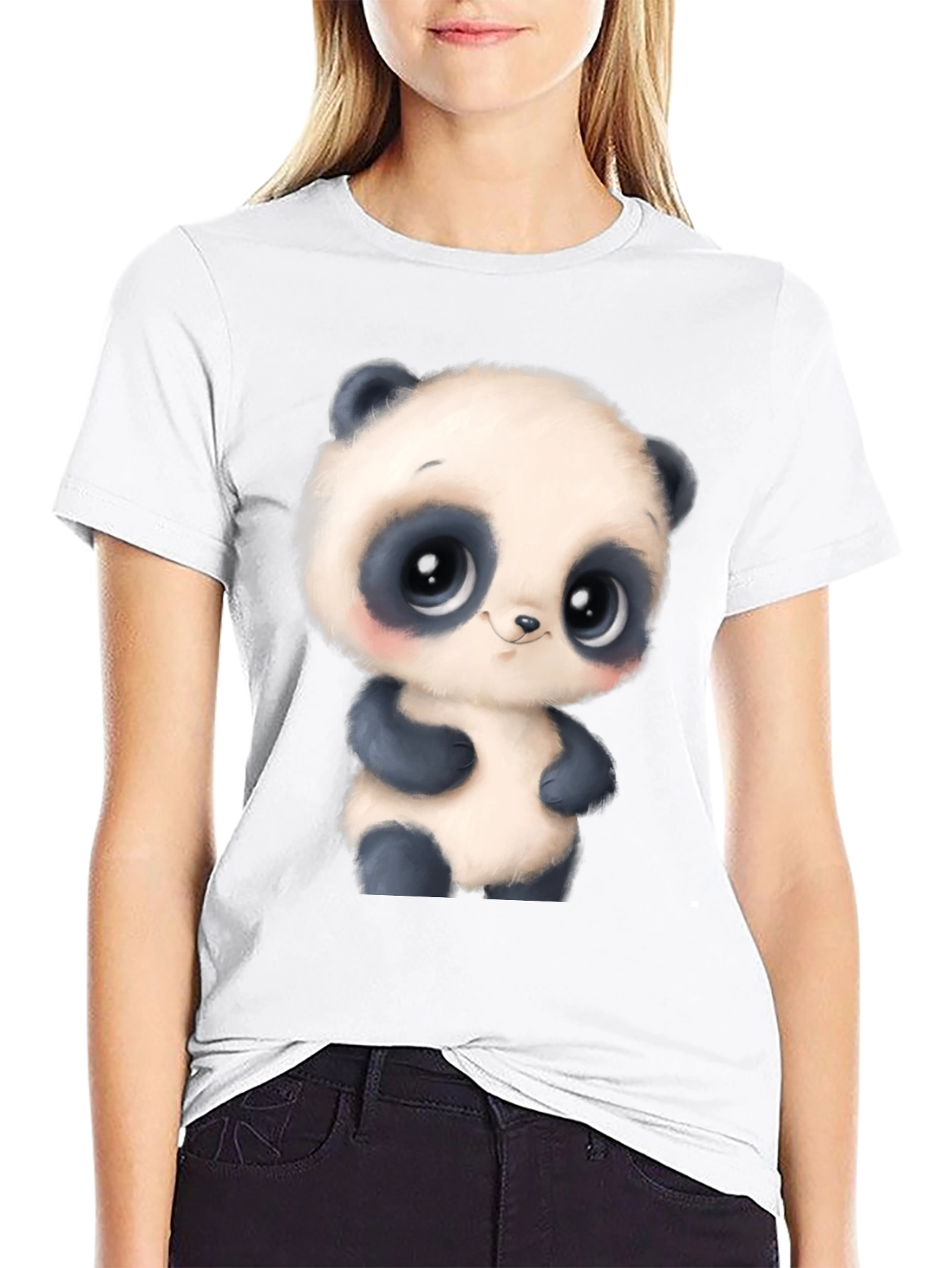 Cute Panda Bear Graphic Tee - Black T-Shirt