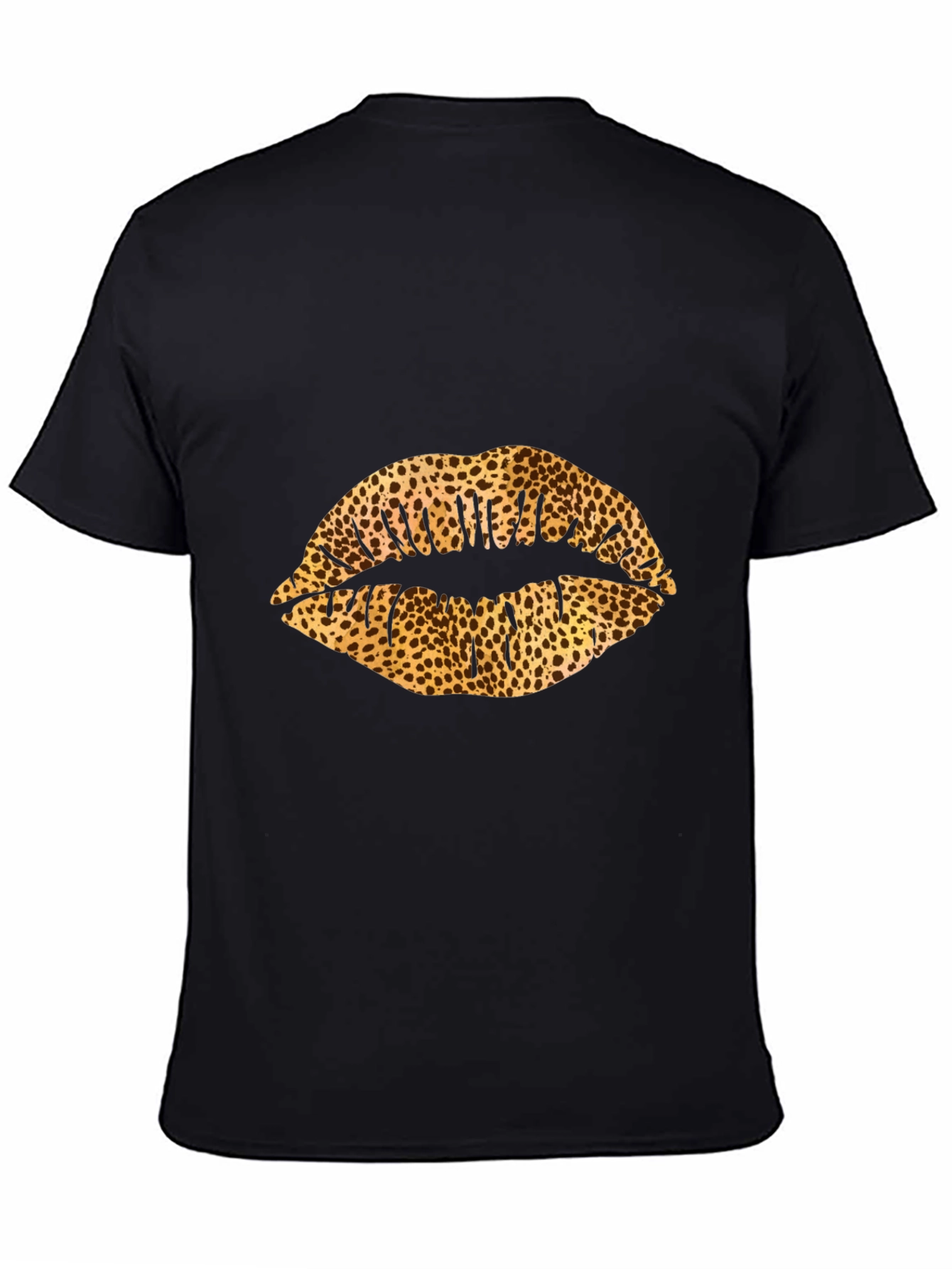 Leopard Print Lips Black Graphic Tee