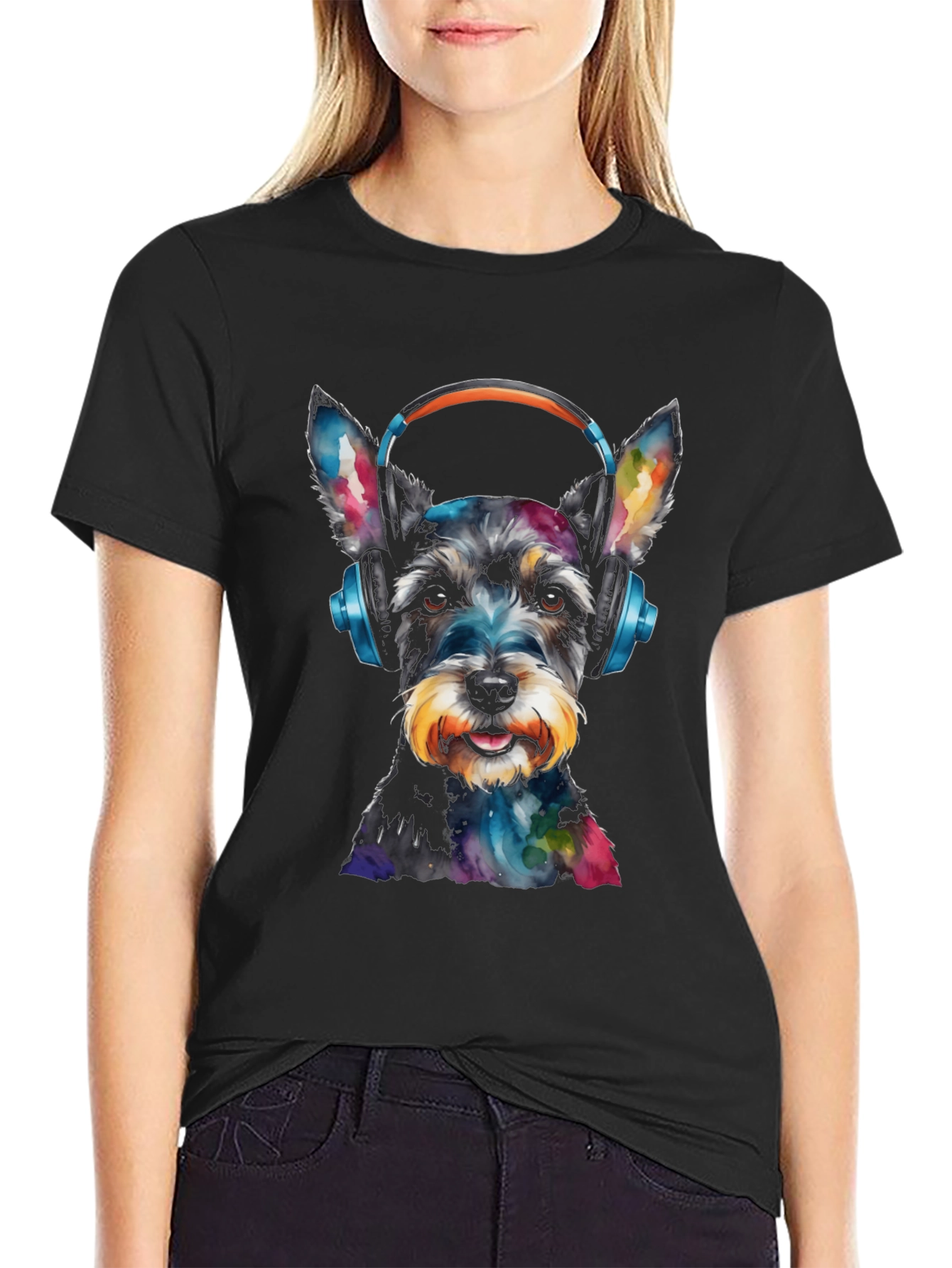 Dog with Headphones Graphic Tee
