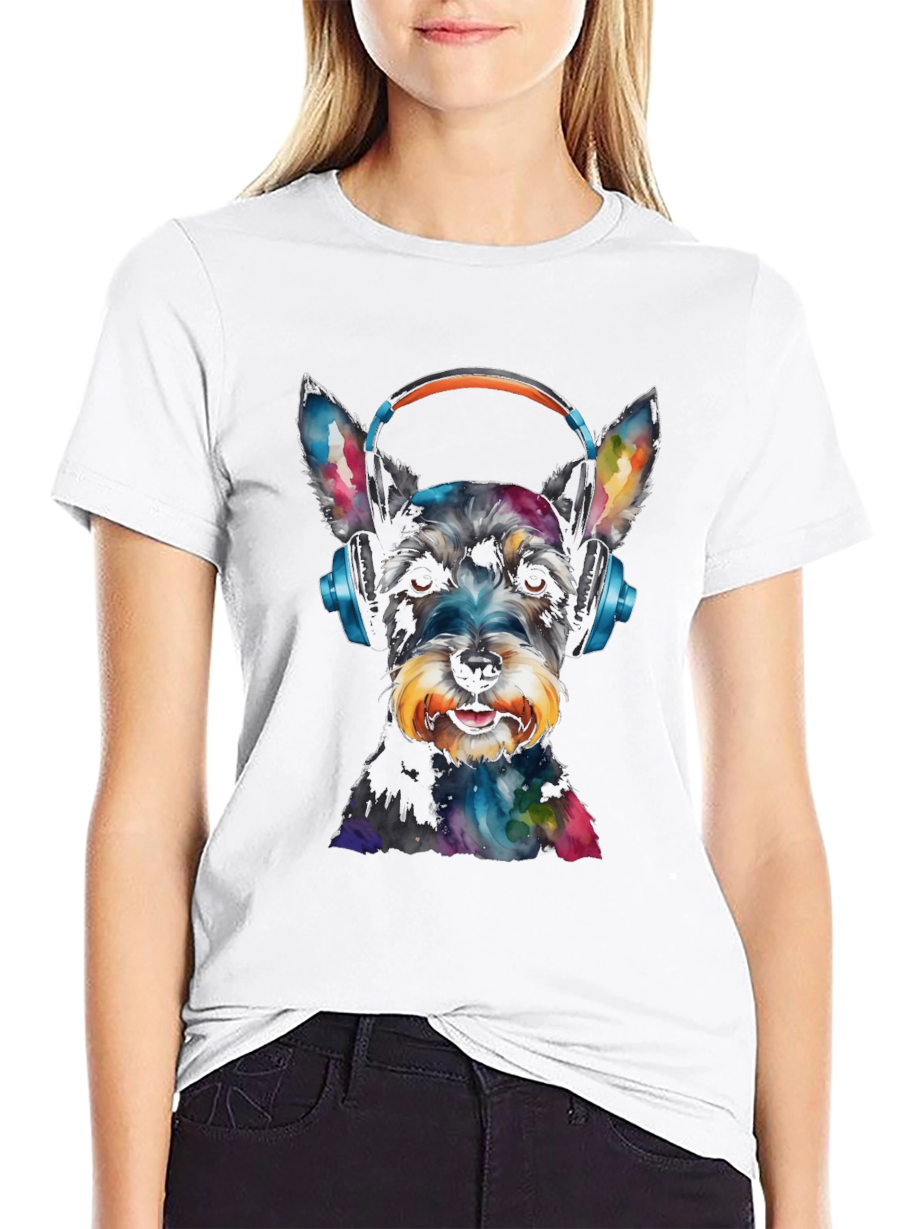 Dog with Headphones Graphic Tee