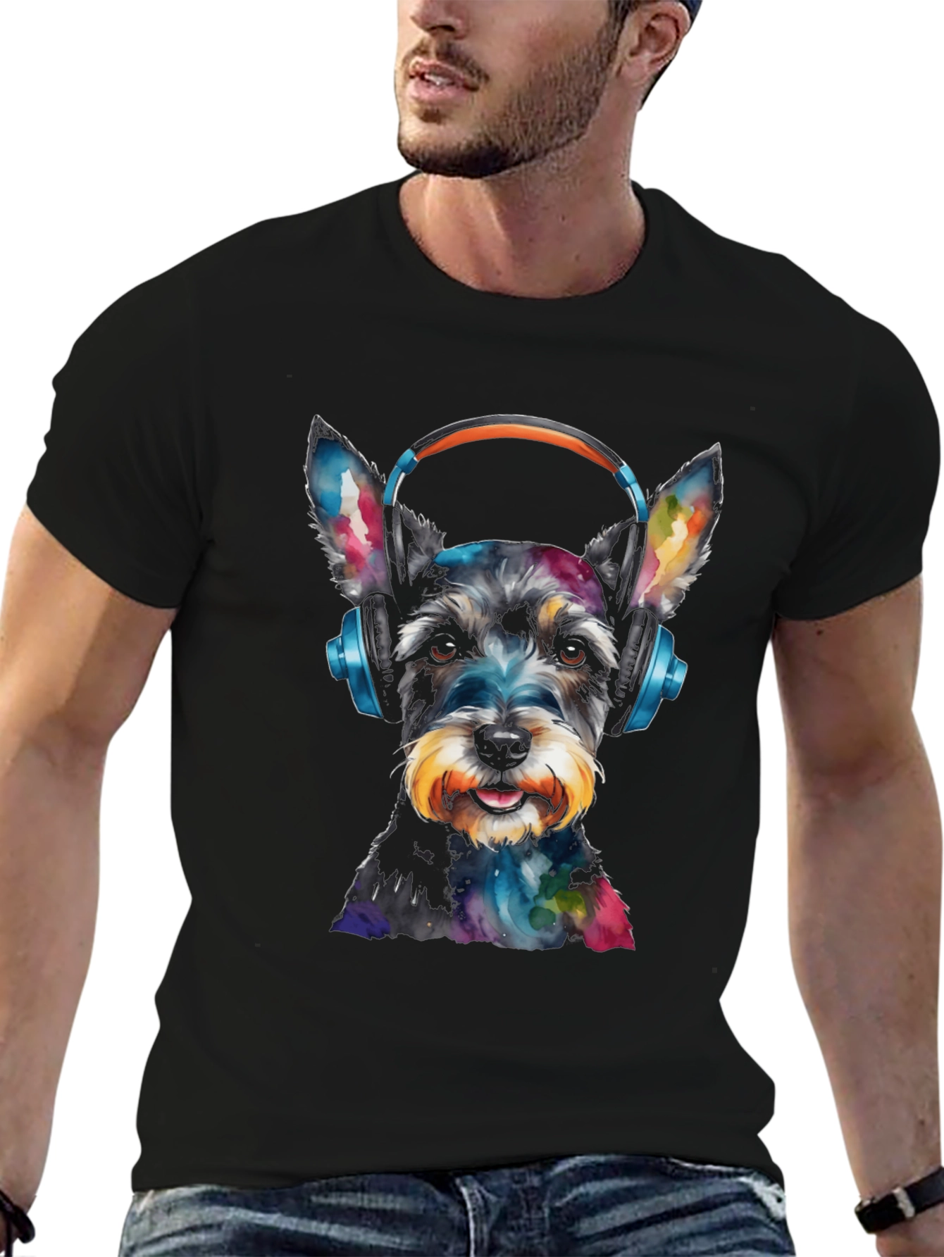 Dog with Headphones Graphic Tee