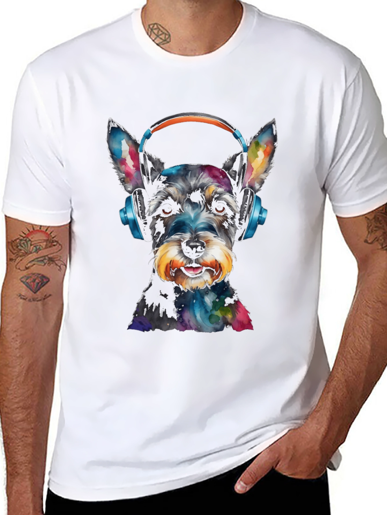 Dog with Headphones Graphic Tee
