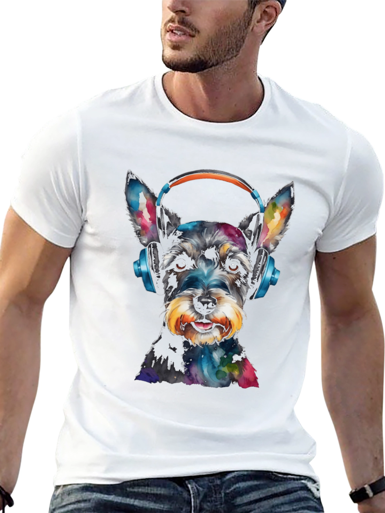Dog with Headphones Graphic Tee