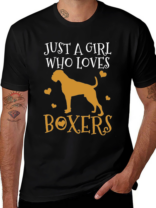 Just a Girl Who Loves Boxers T-Shirt - Dog Lover Tee