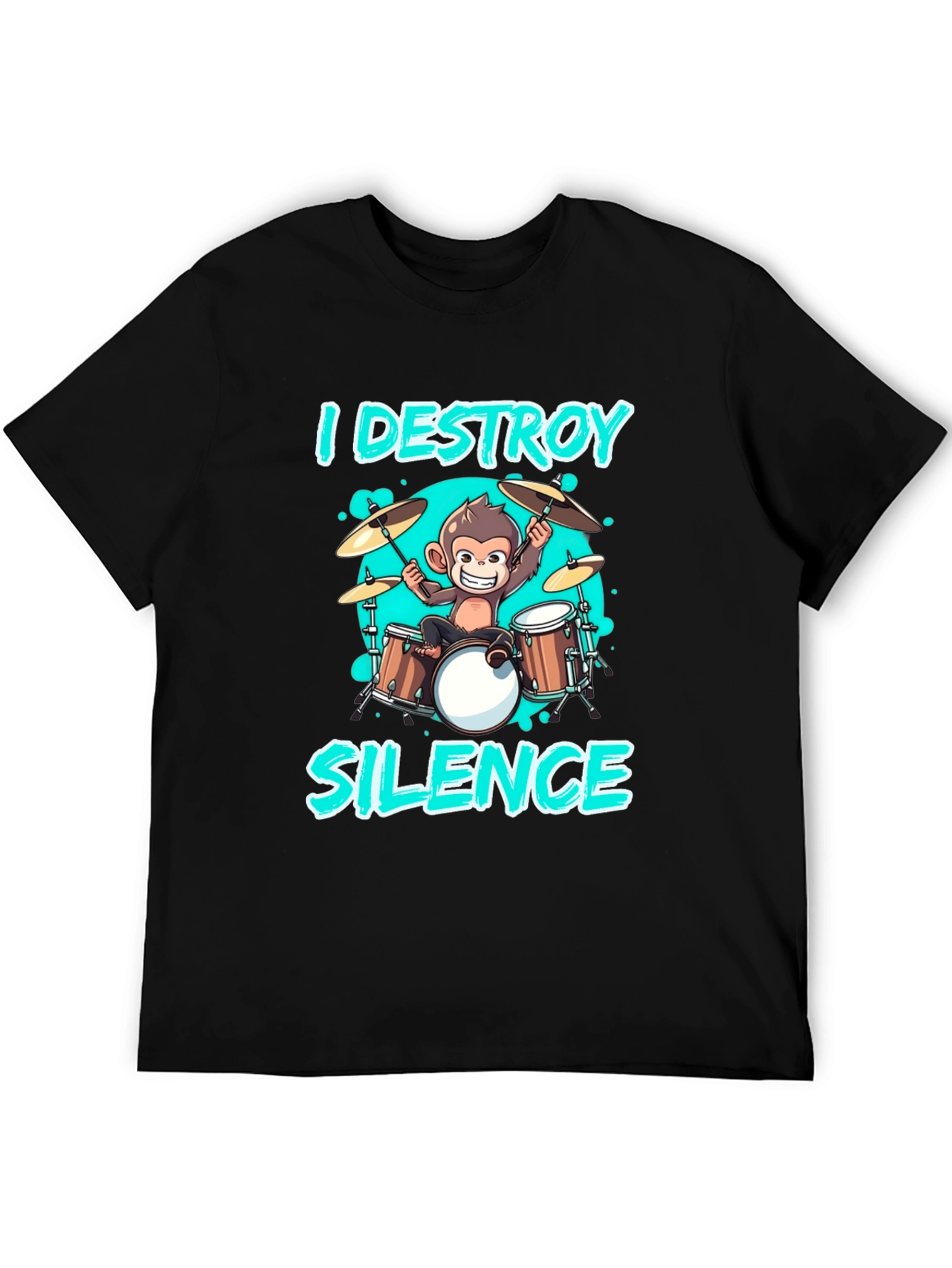 I Destroy Silence Monkey Drummer T-Shirt