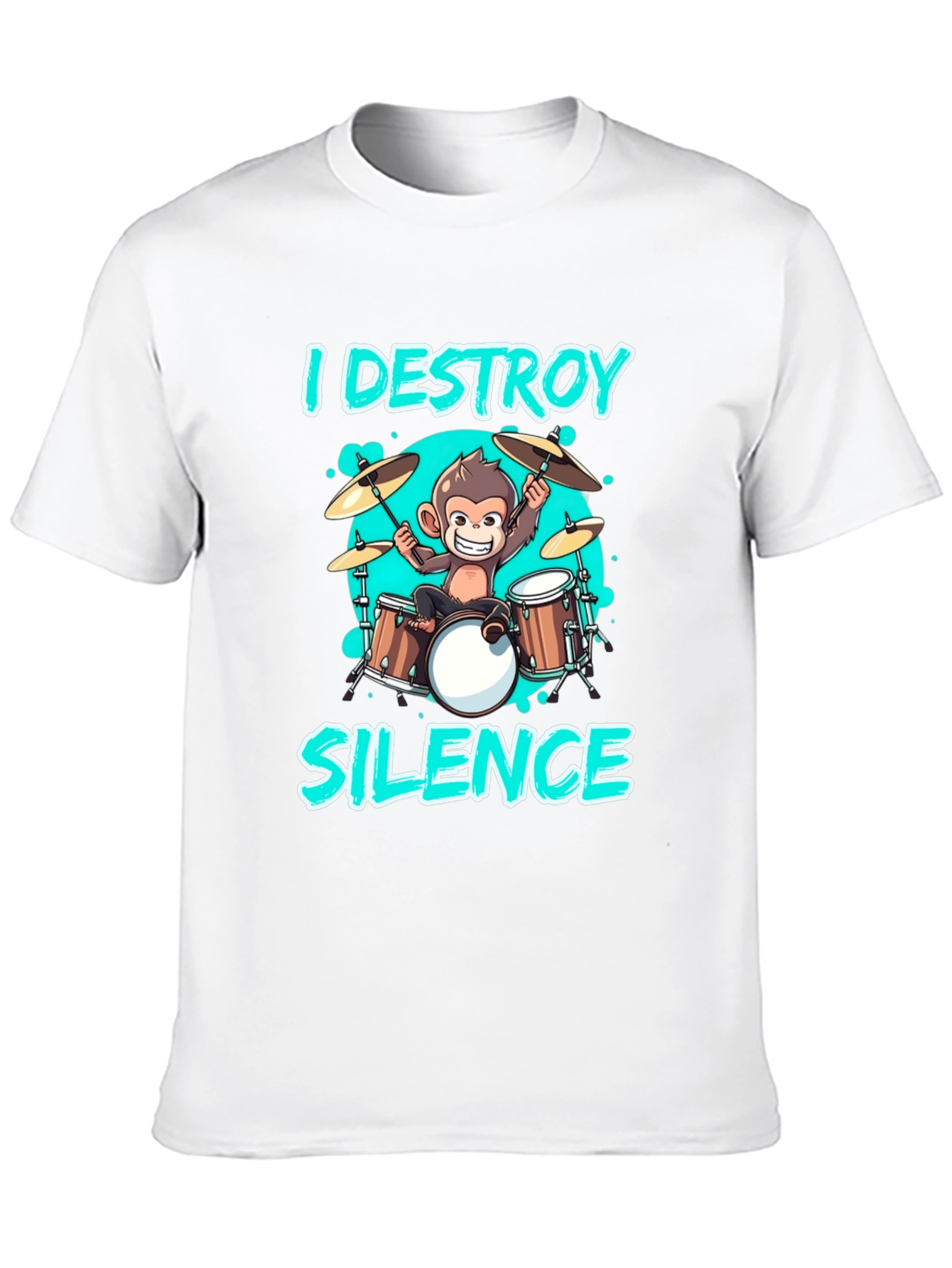 I Destroy Silence Monkey Drummer T-Shirt