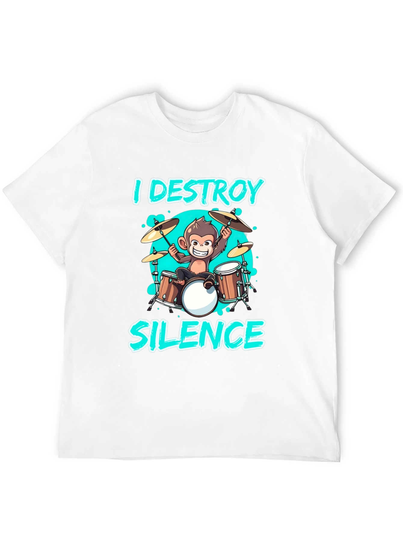 I Destroy Silence Monkey Drummer T-Shirt
