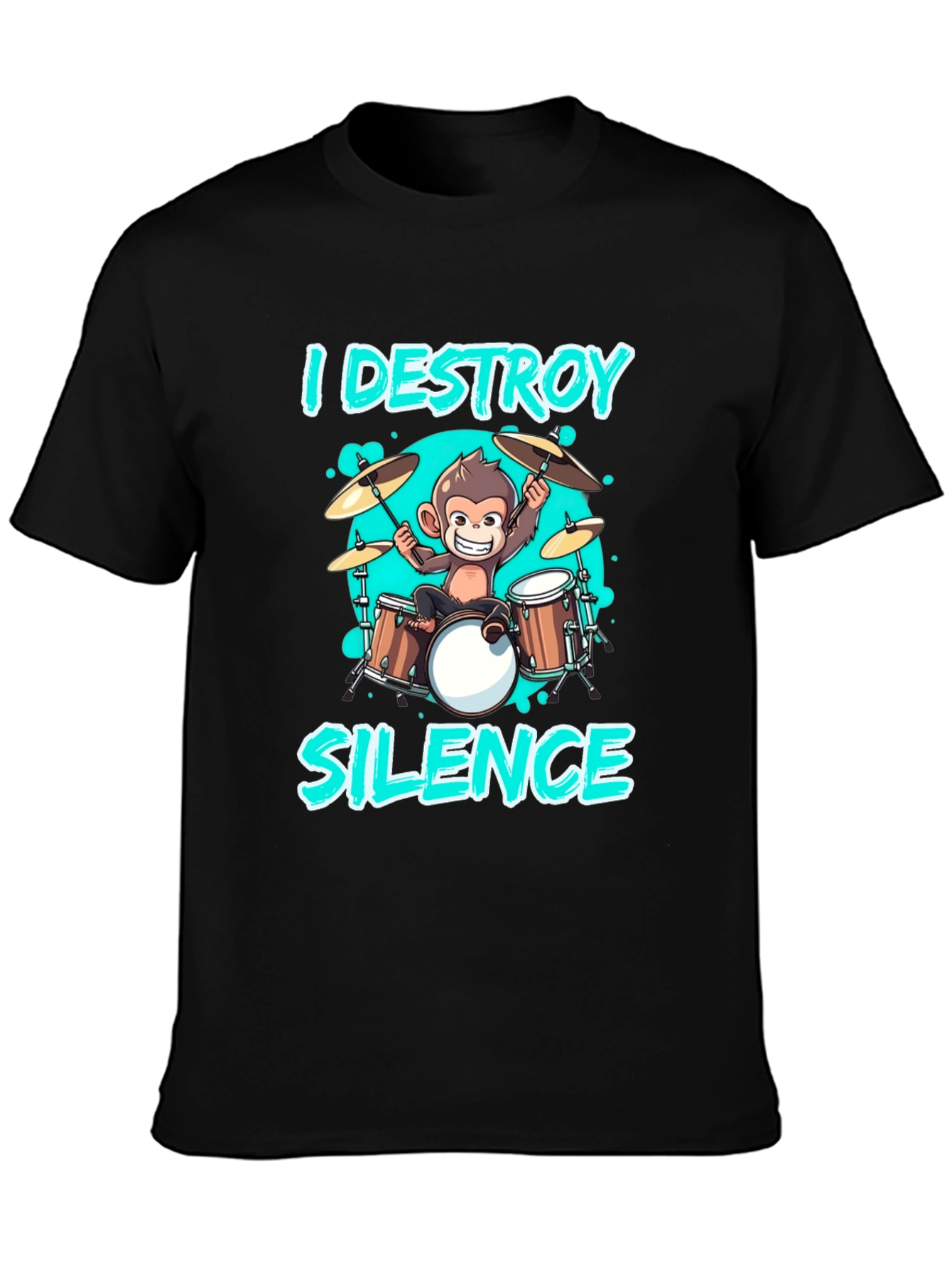 I Destroy Silence Monkey Drummer T-Shirt