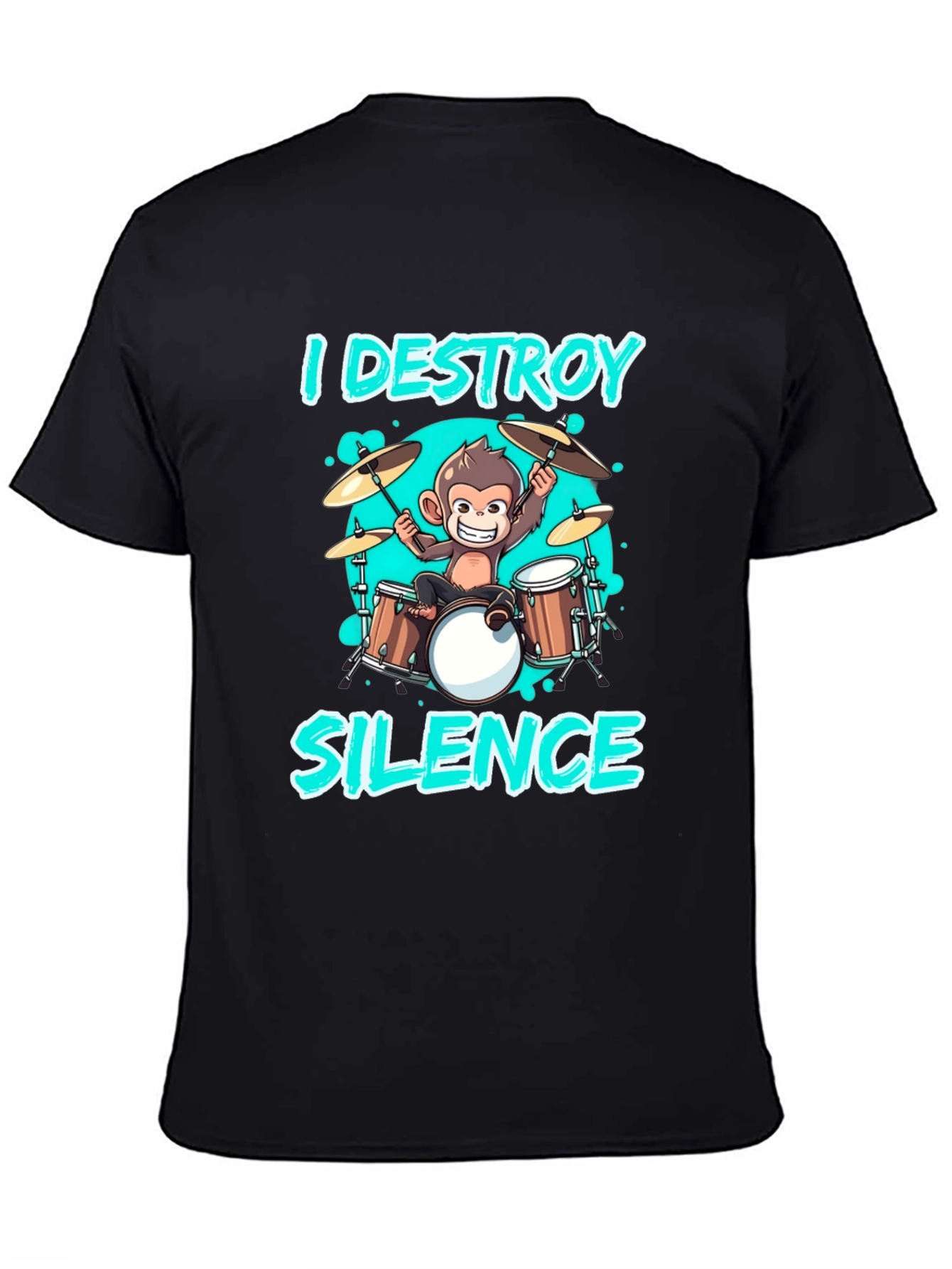 I Destroy Silence Monkey Drummer T-Shirt