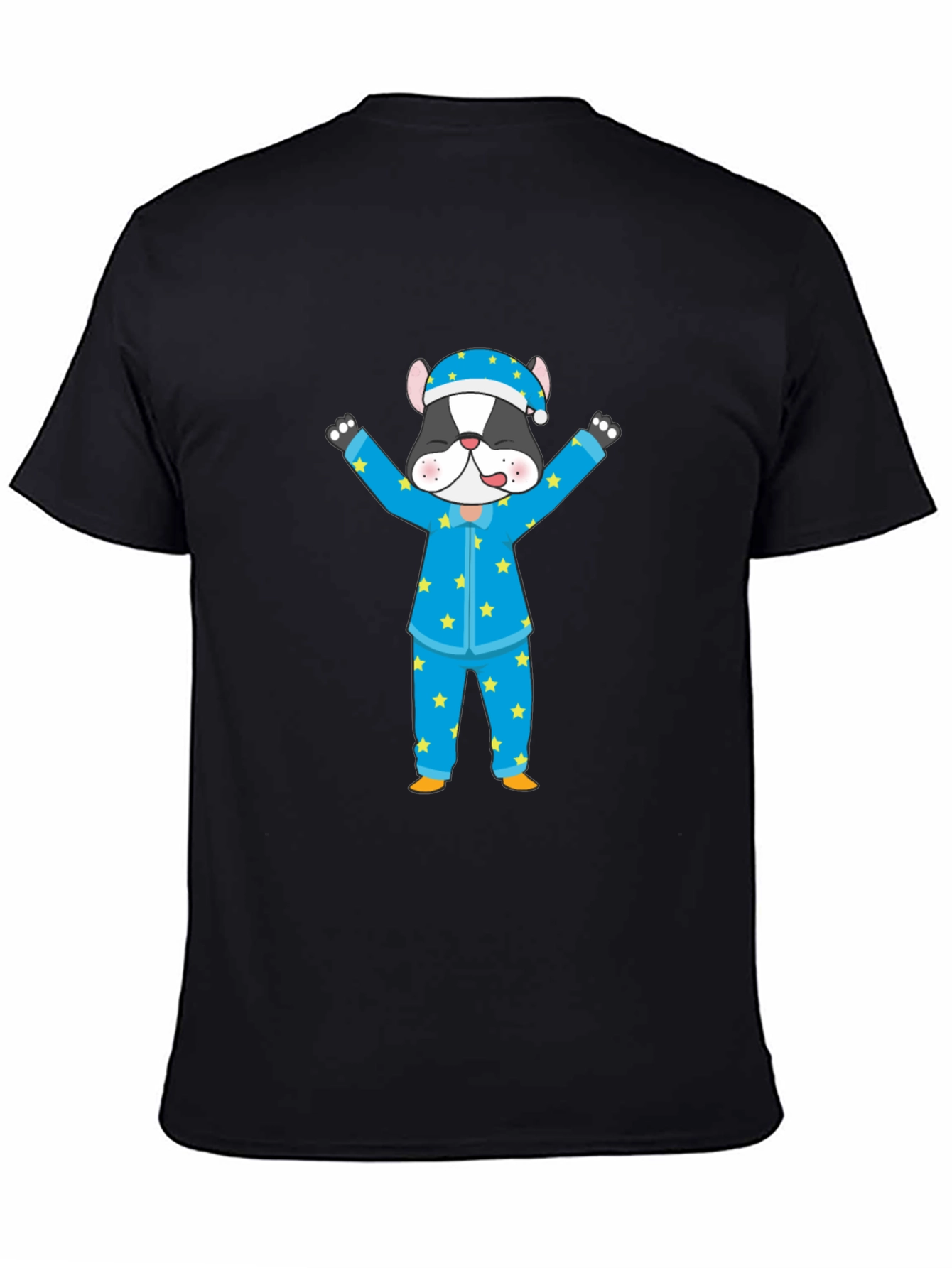 Cartoon Dog Pajamas Black T-Shirt