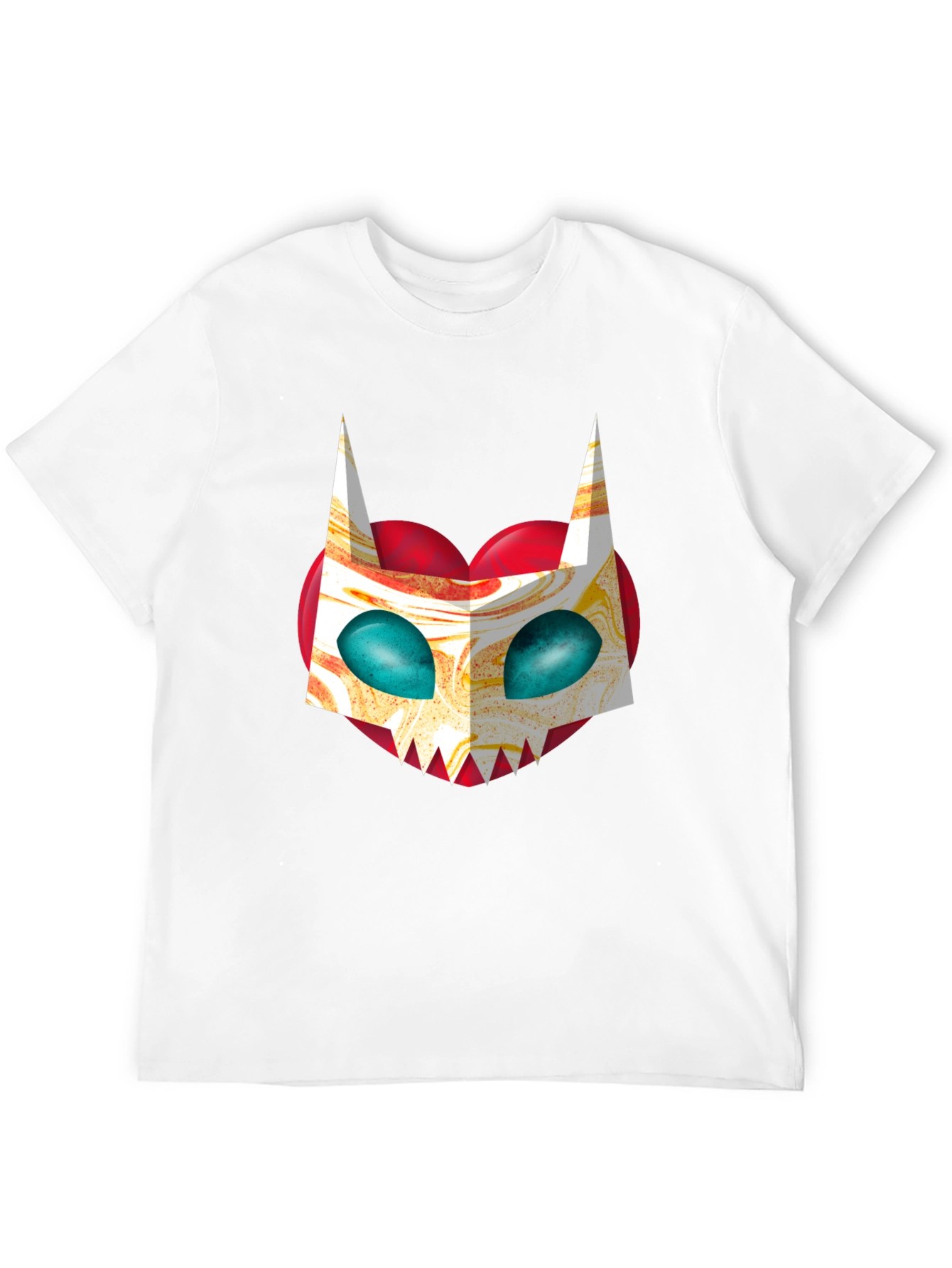 Unique Graphic Tee - Abstract Cat Mask on Black