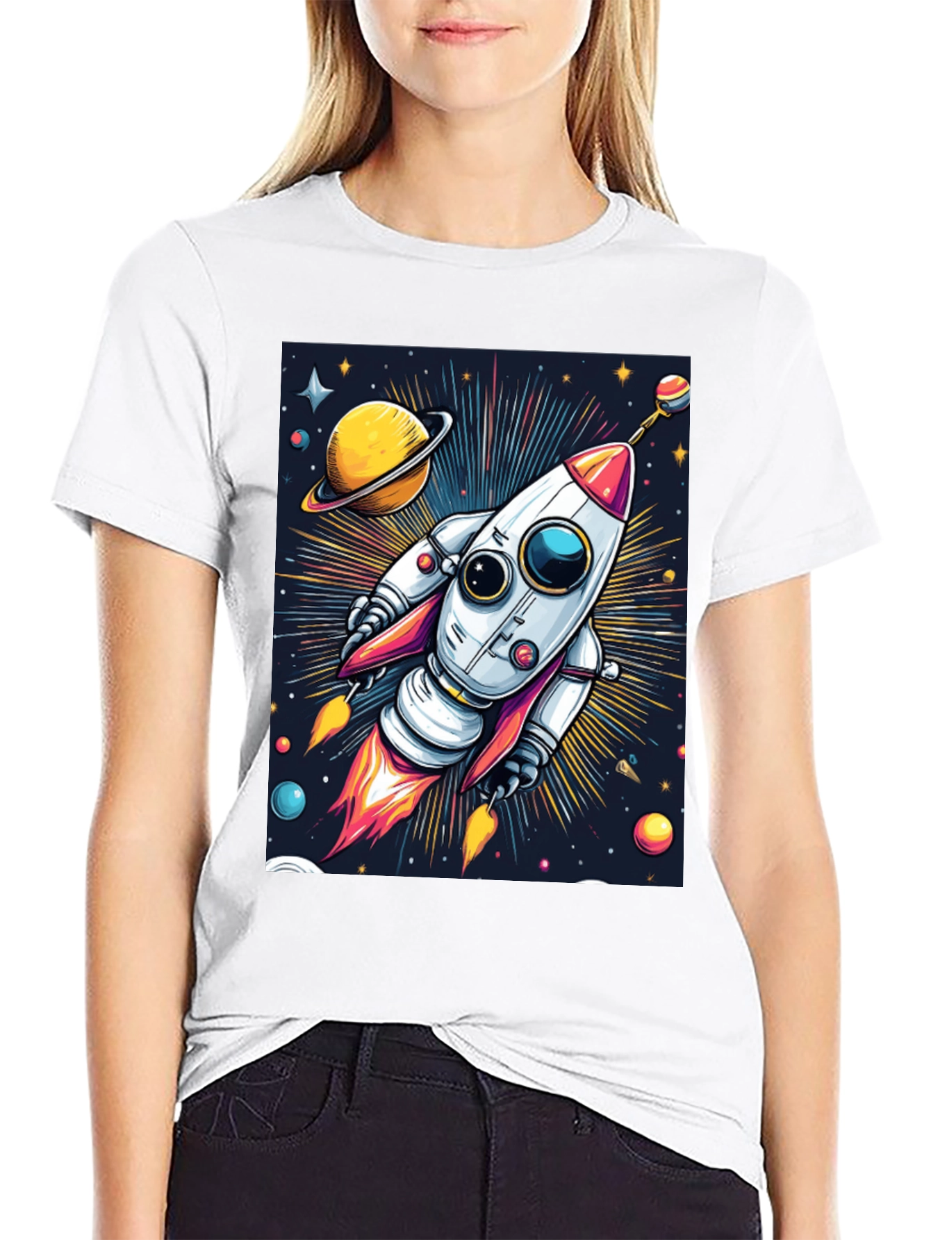 Space Rocket T-Shirt - Cosmic Graphic Tee