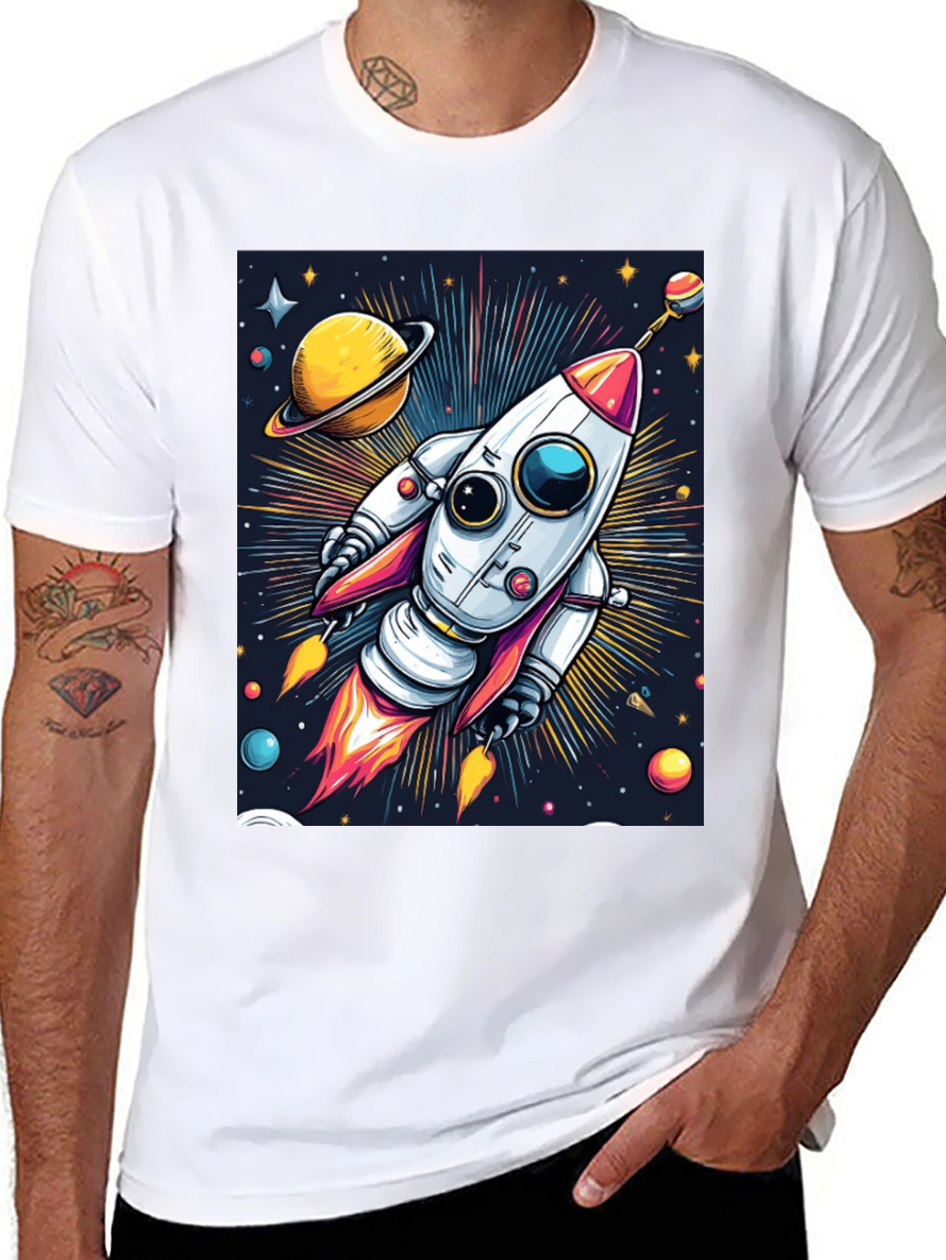 Space Rocket T-Shirt - Cosmic Graphic Tee