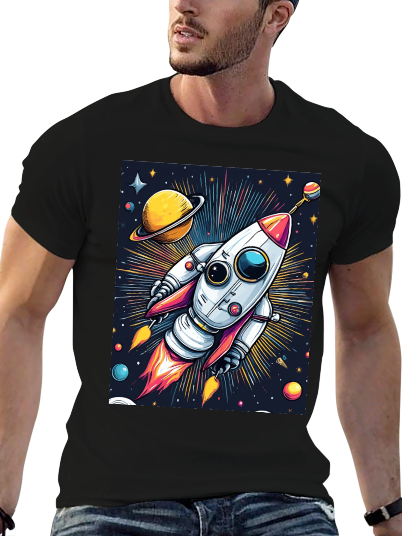 Space Rocket T-Shirt - Cosmic Graphic Tee