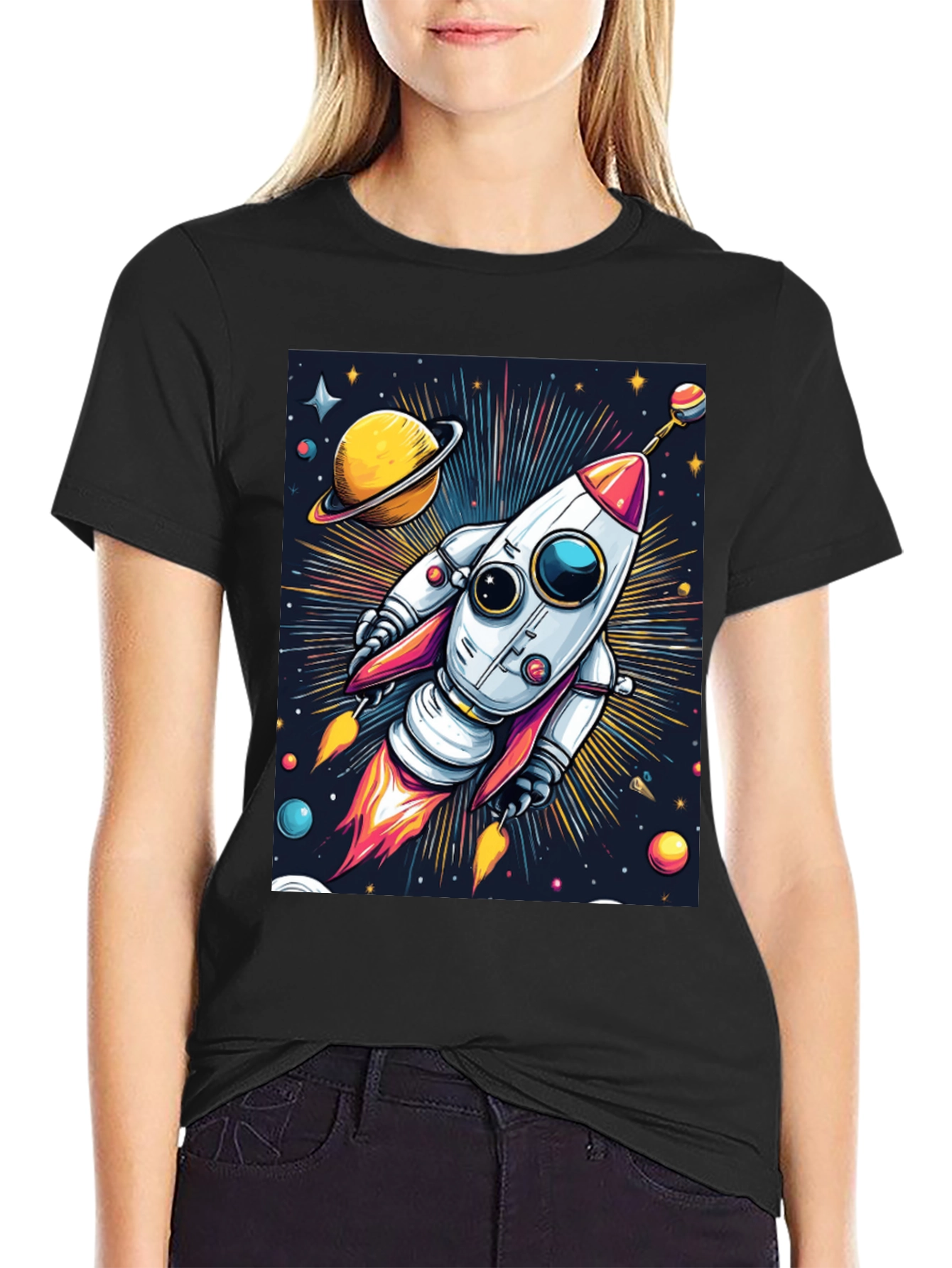 Space Rocket T-Shirt - Cosmic Graphic Tee
