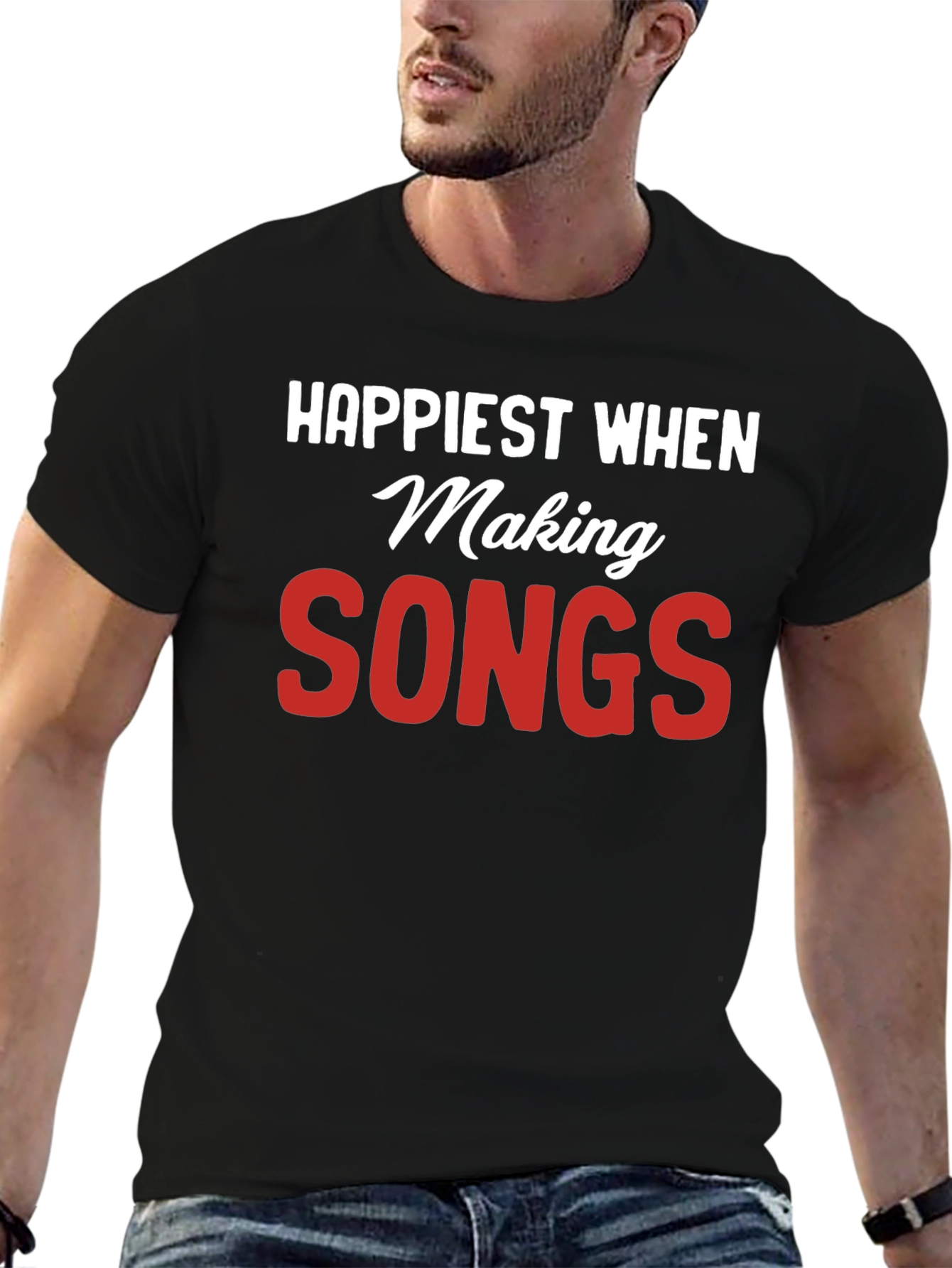 Happiest When Making Songs Black T-Shirt