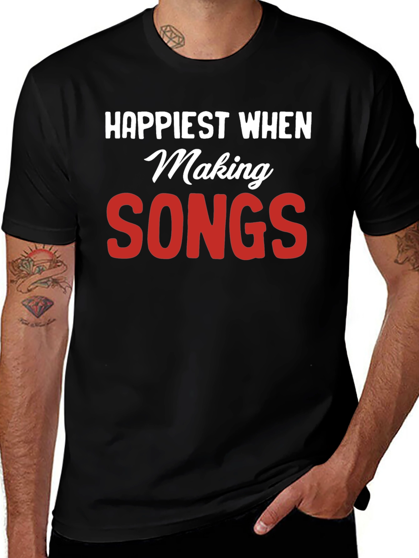 Happiest When Making Songs Black T-Shirt