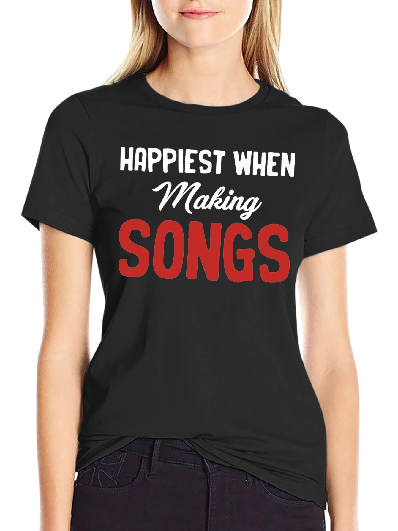 Happiest When Making Songs Black T-Shirt