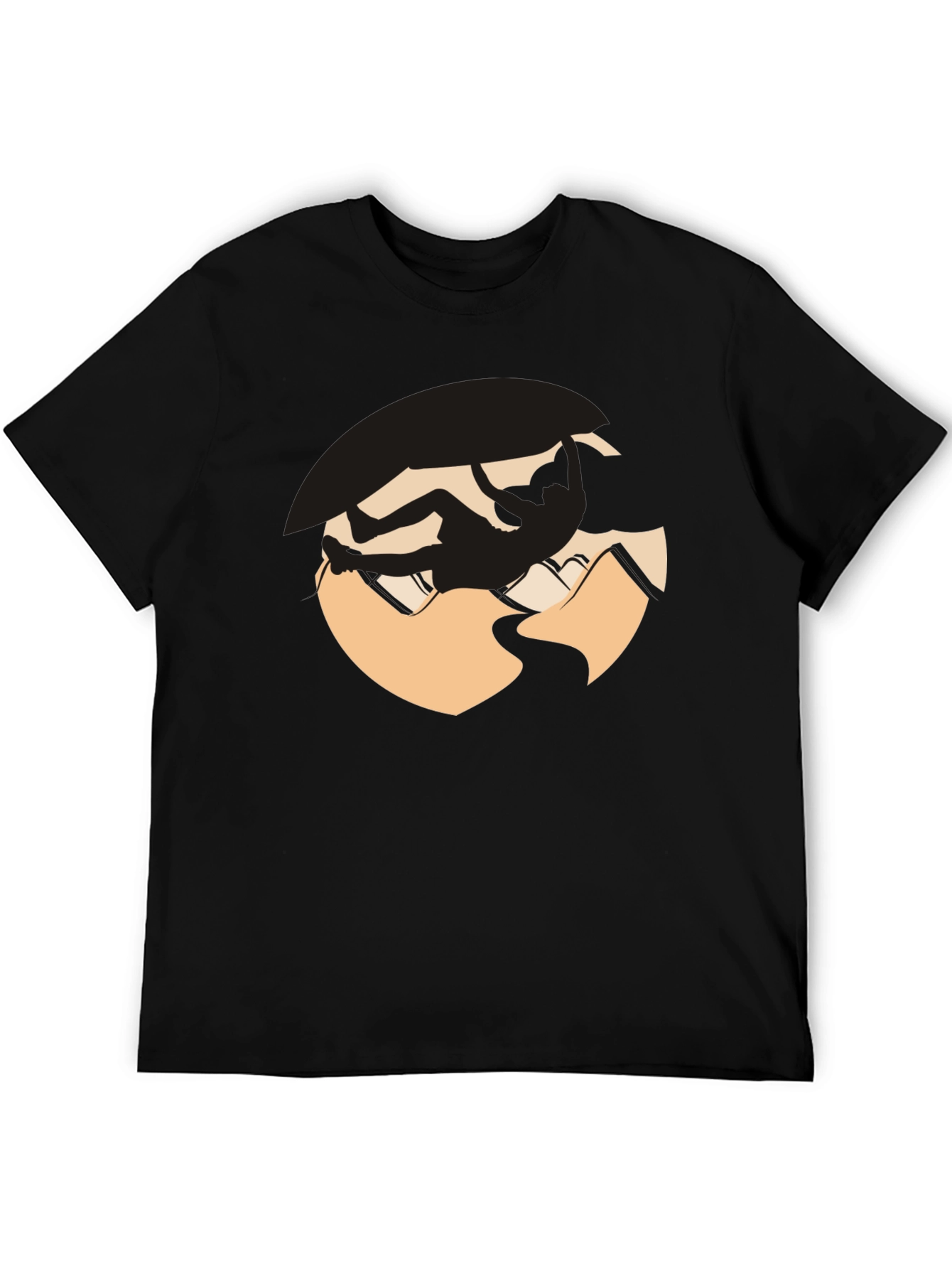 Climbing Silhouette Graphic Tee - Black Cotton Blend