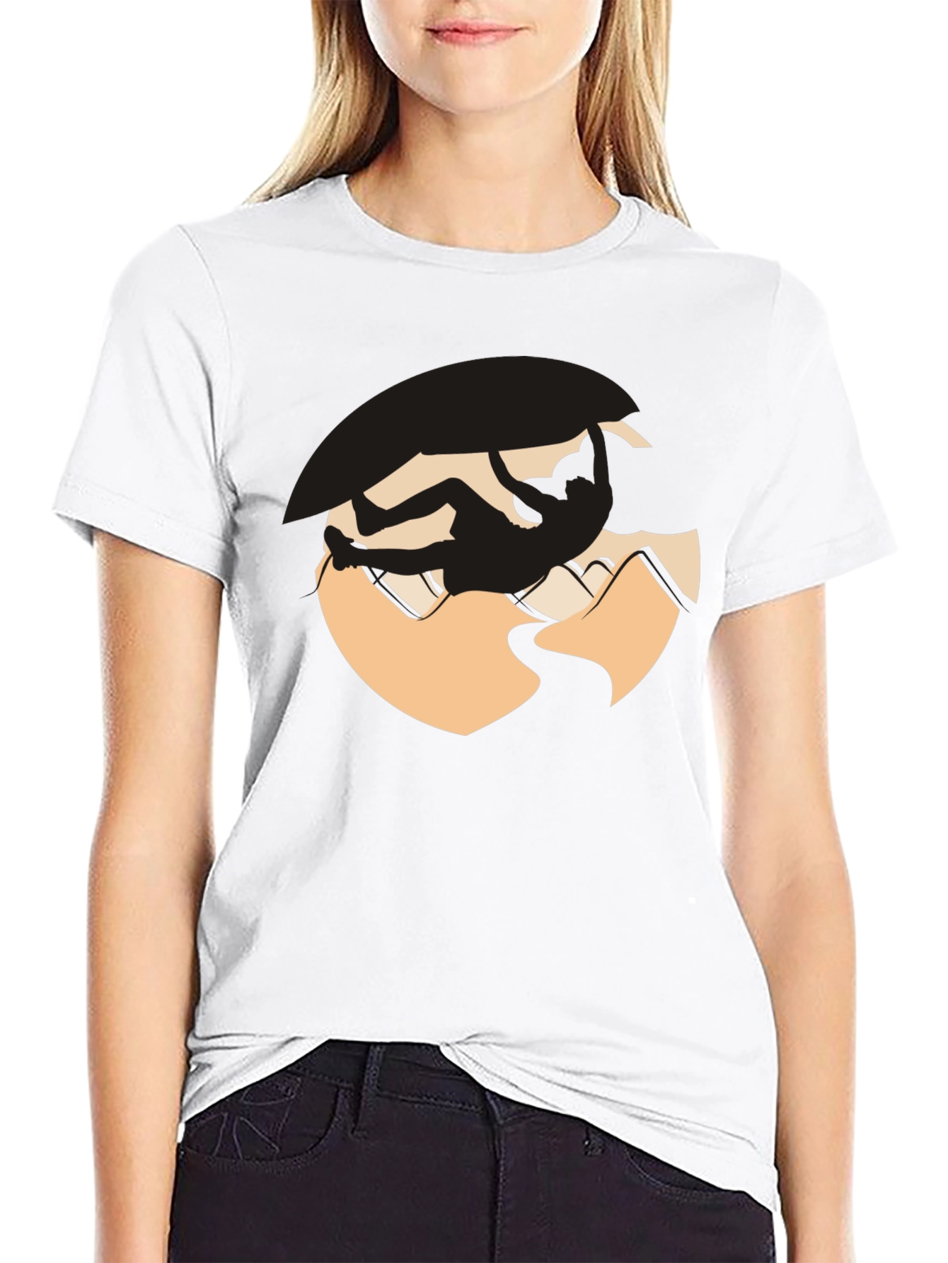 Climbing Silhouette Graphic Tee - Black Cotton Blend