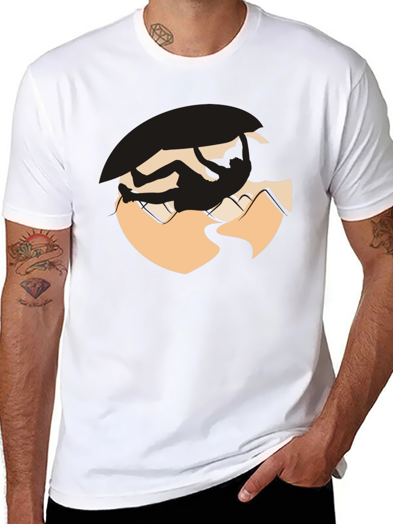 Climbing Silhouette Graphic Tee - Black Cotton Blend