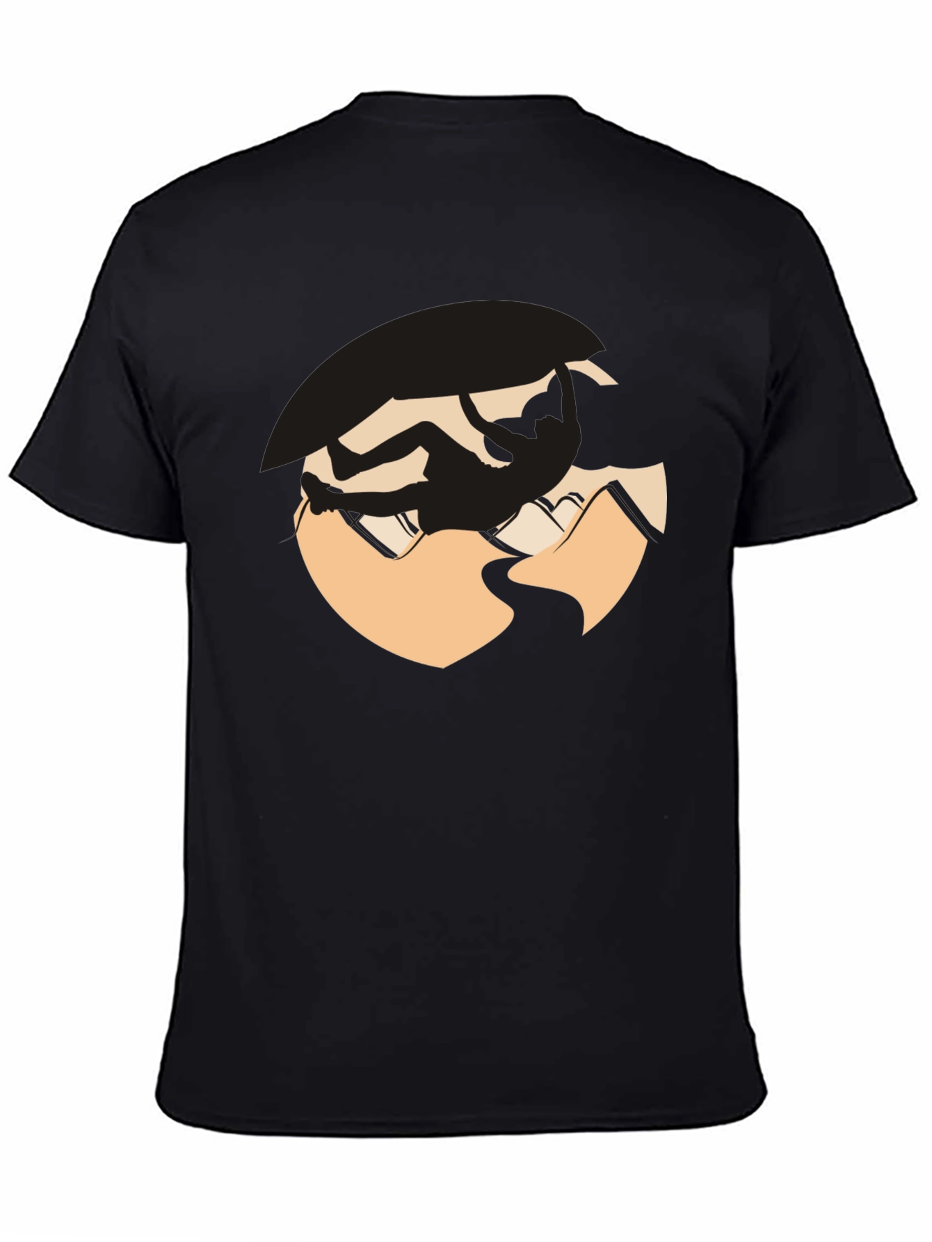 Climbing Silhouette Graphic Tee - Black Cotton Blend
