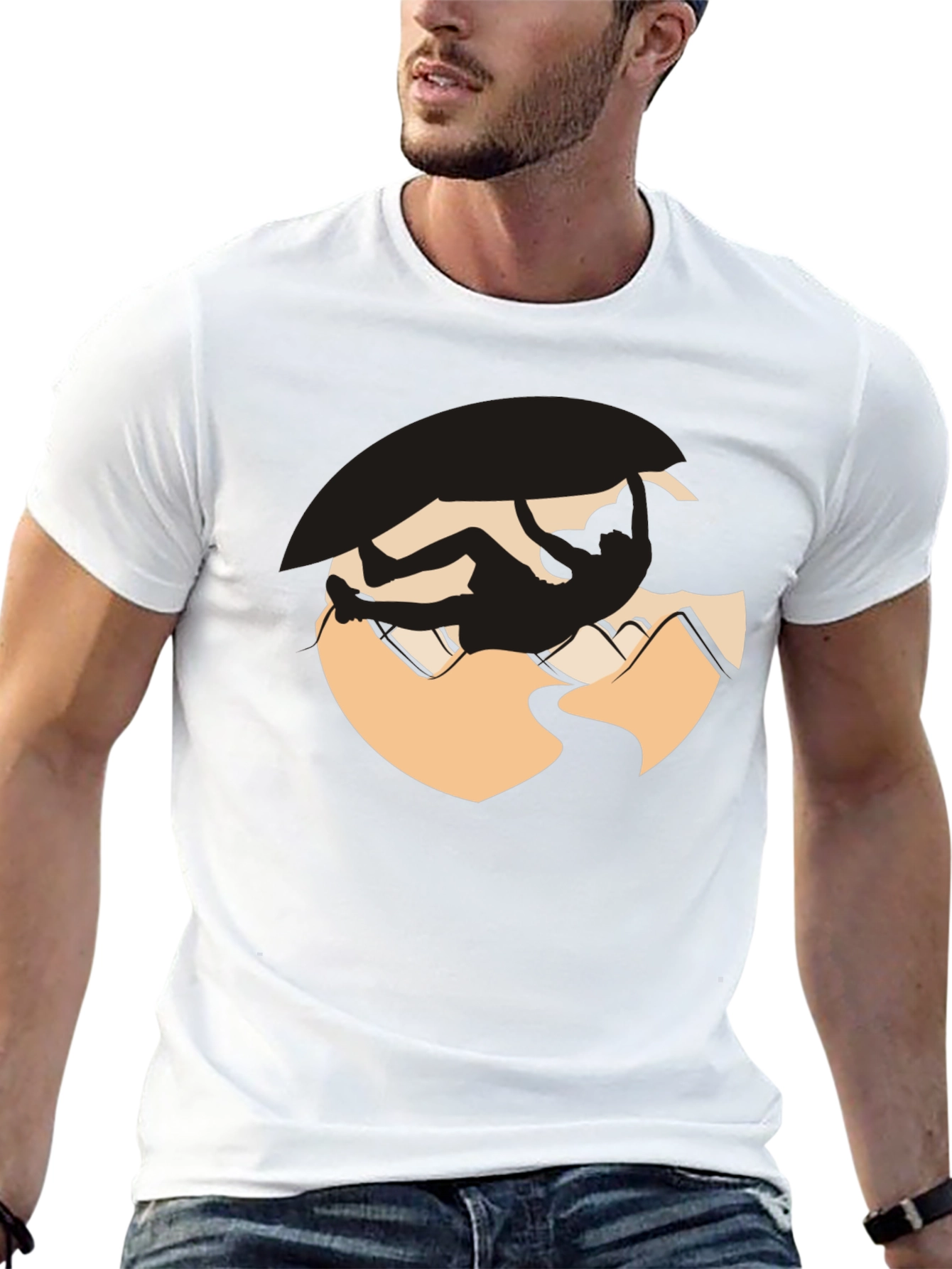 Climbing Silhouette Graphic Tee - Black Cotton Blend