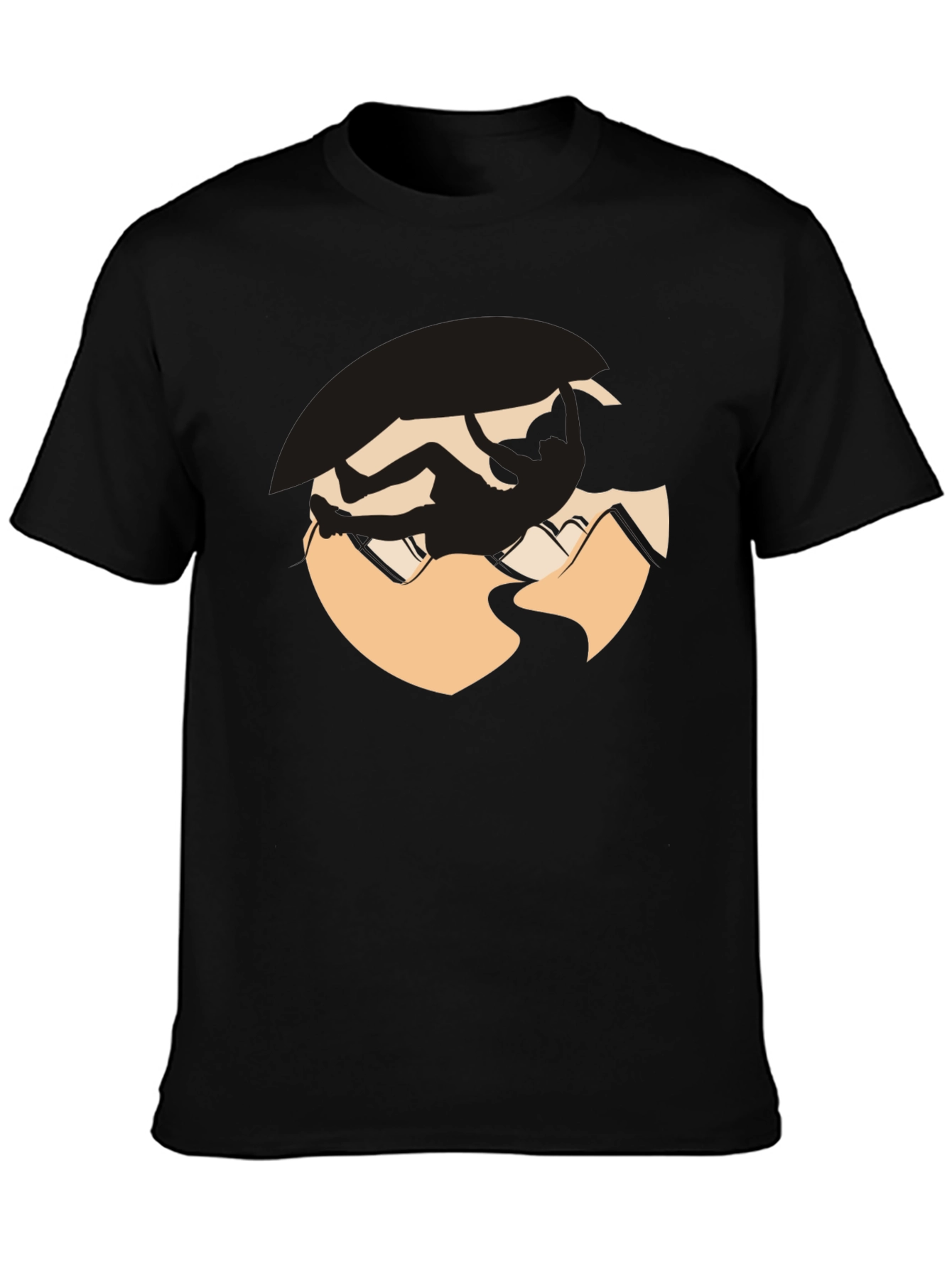 Climbing Silhouette Graphic Tee - Black Cotton Blend