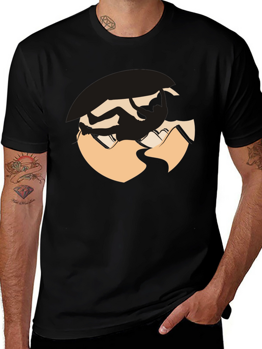 Climbing Silhouette Graphic Tee - Black Cotton Blend