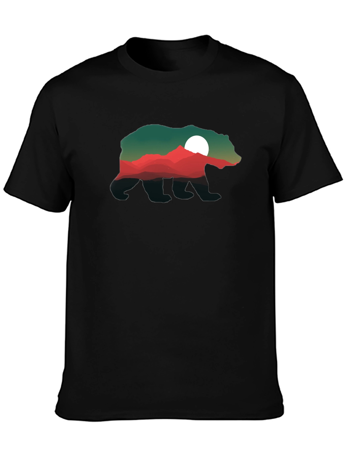 Bear Silhouette Mountain Scene T-Shirt