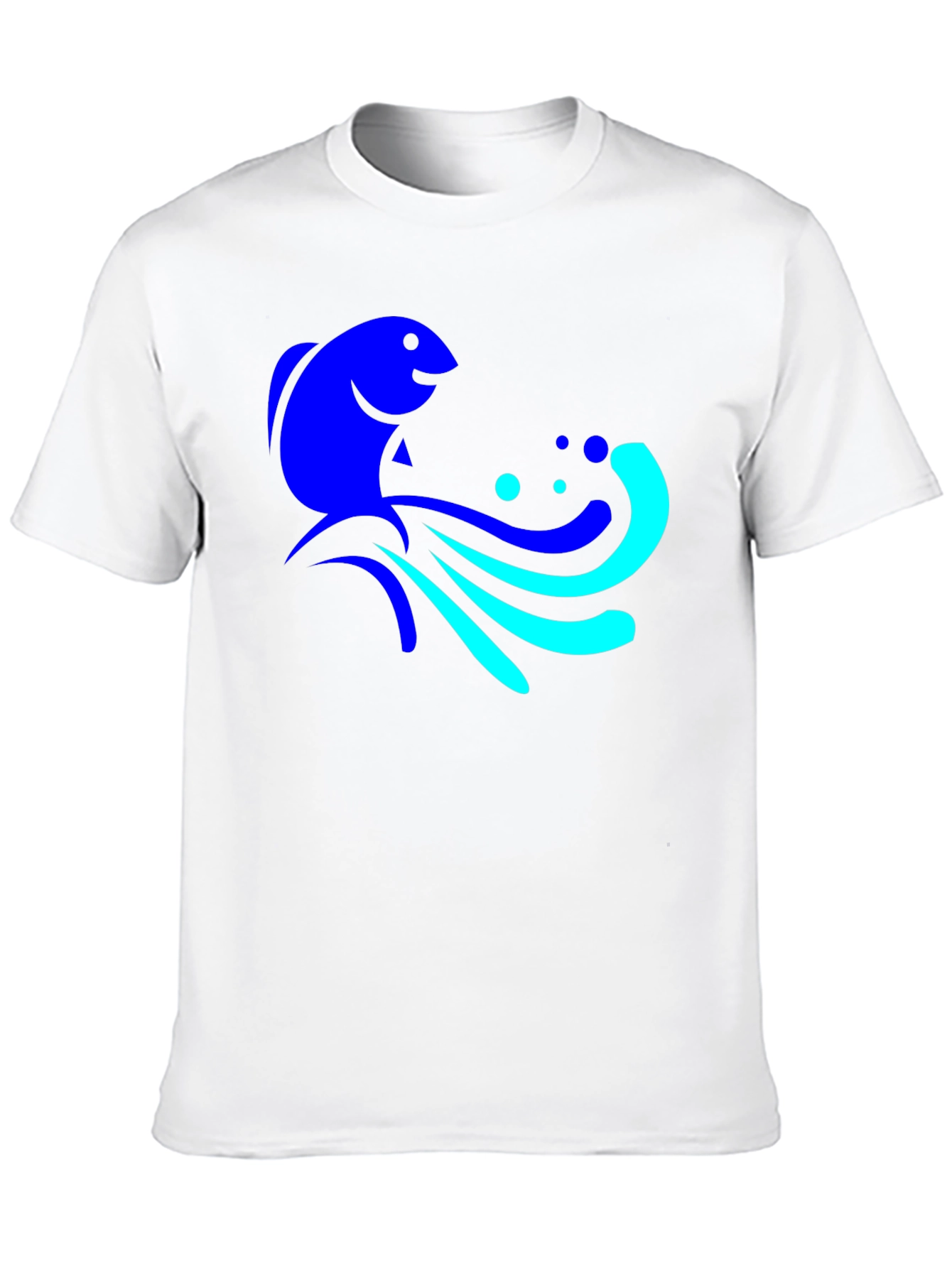 Blue Fish Graphic Tee - Black Cotton Comfort