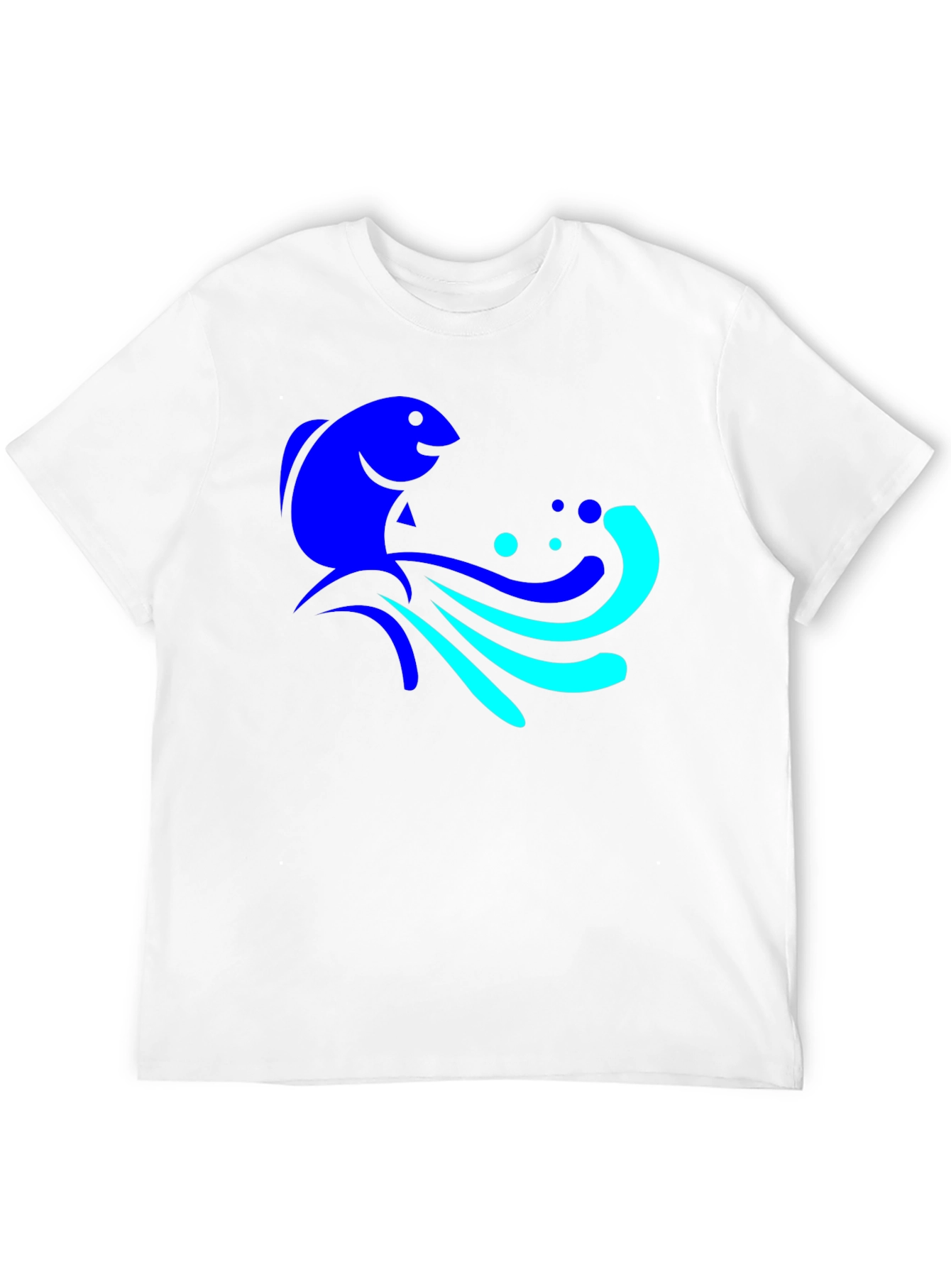 Blue Fish Graphic Tee - Black Cotton Comfort