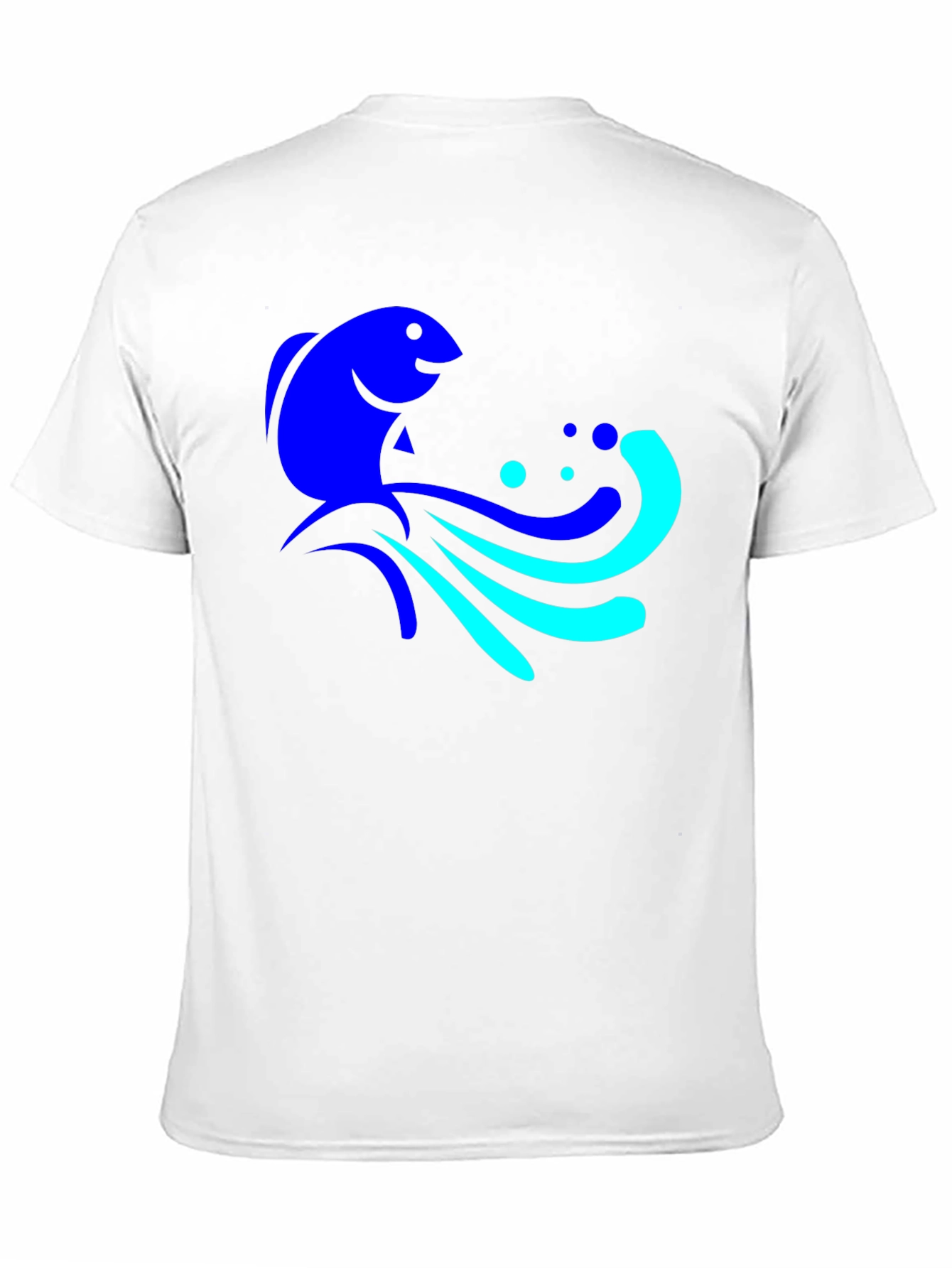 Blue Fish Graphic Tee - Black Cotton Comfort