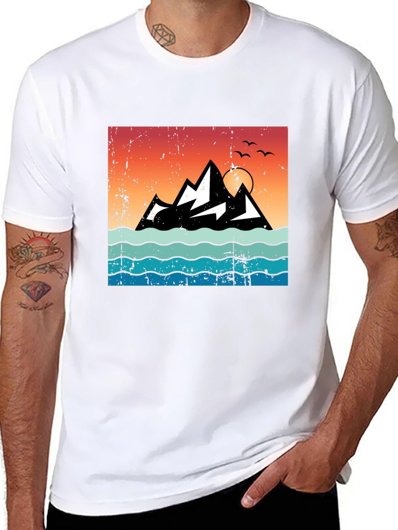Retro Mountain Sunset Graphic Tee