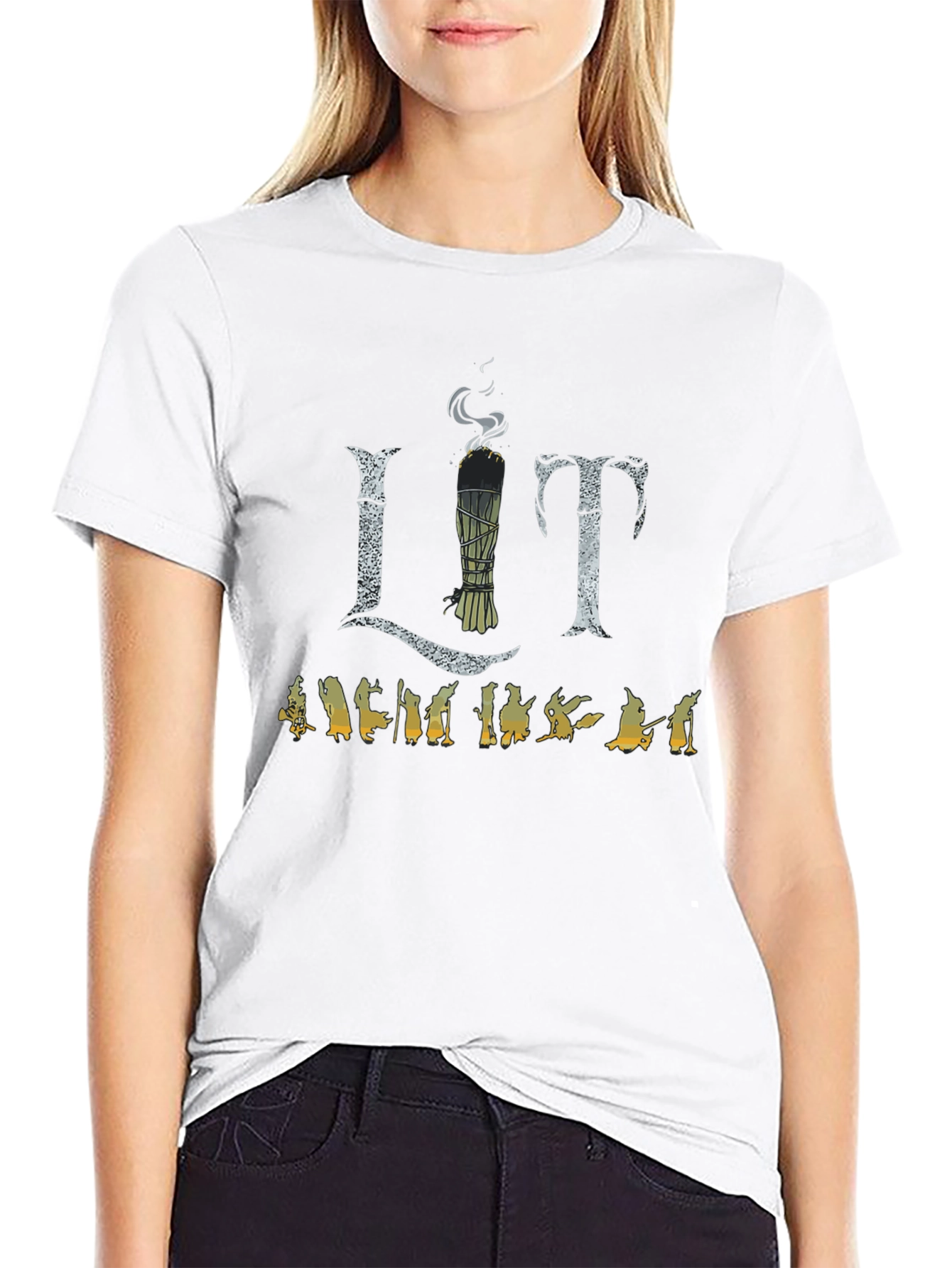 Lit Sage Smudge T-Shirt - Unisex Black Tee