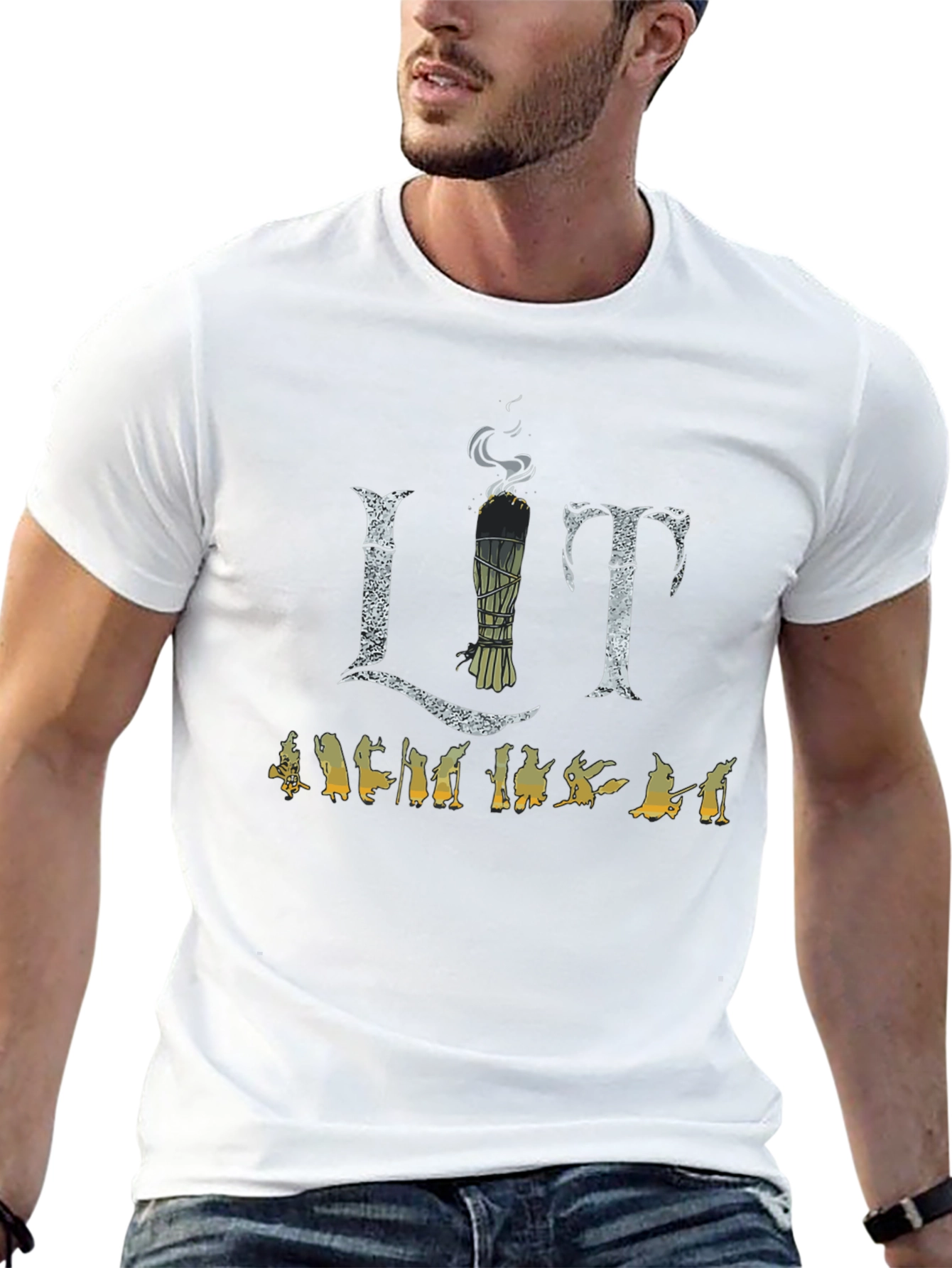 Lit Sage Smudge T-Shirt - Unisex Black Tee