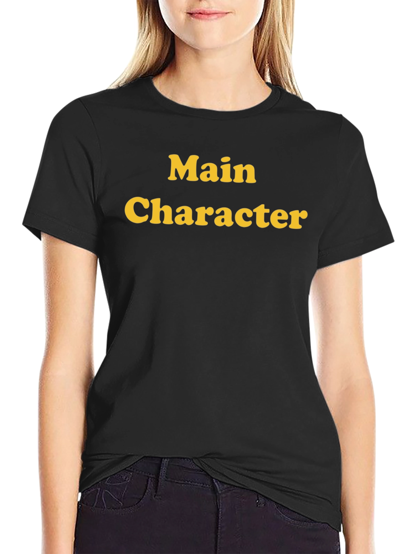 Main Character Black Cotton Graphic Tee